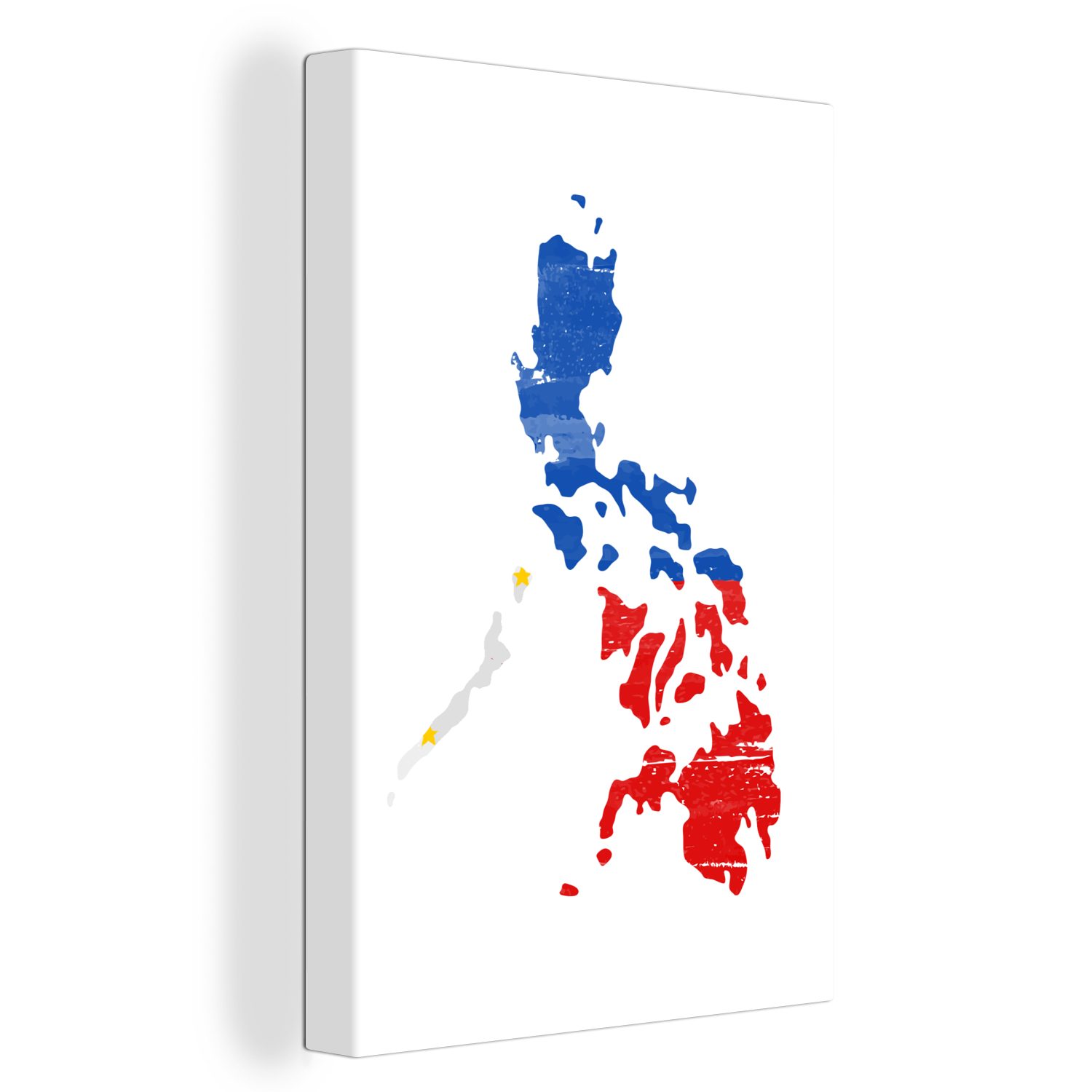 OneMillionCanvasses® Leinwandbild Karte mit Flagge der Philippinen, (1 St), Leinwandbild fertig bespannt inkl. Zackenaufhänger, Gemälde, 20x30 cm