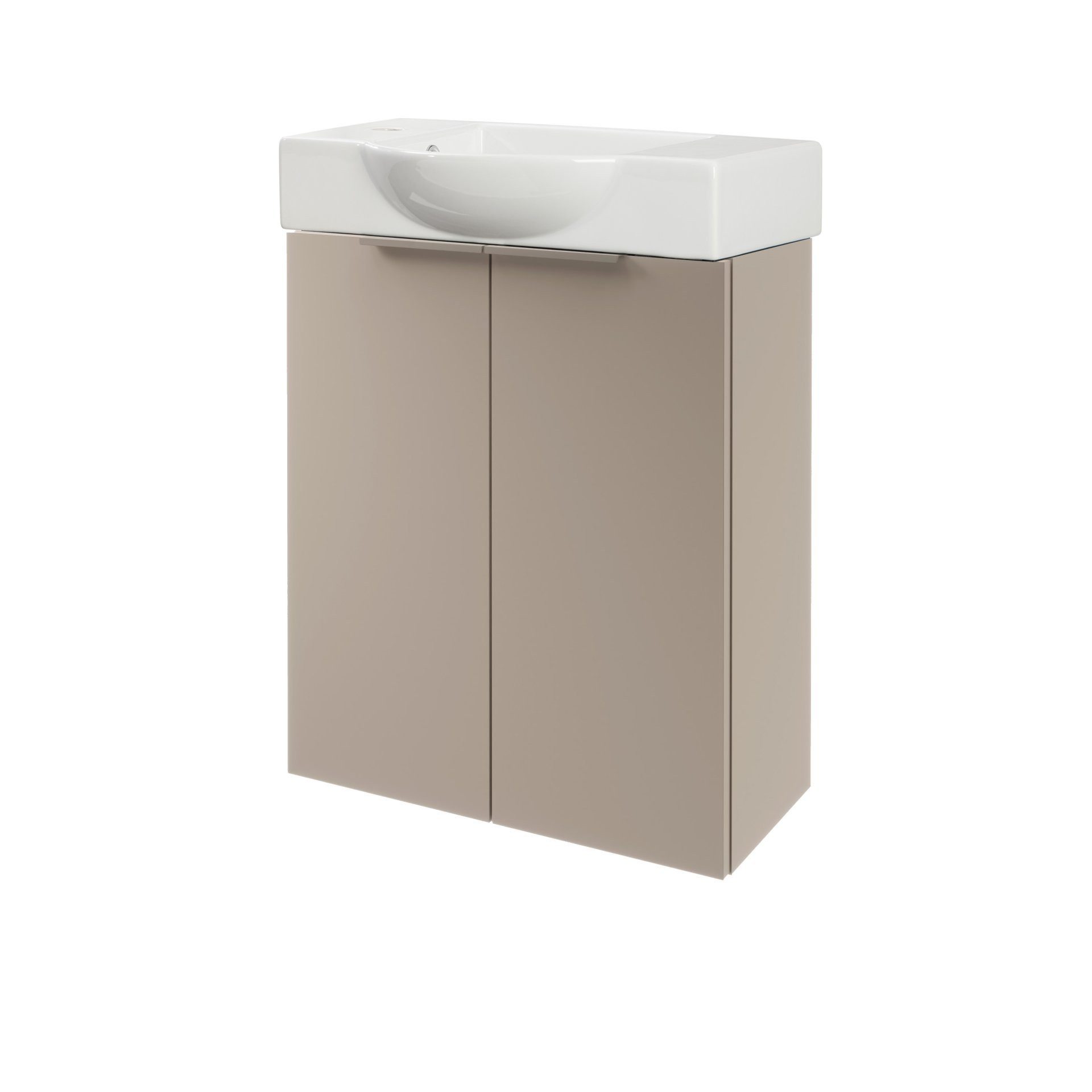 Badmöbel-Set SBC B.PARIS Gäste WC Waschtisch Set, Grau, Keramikwaschbecken Weiß