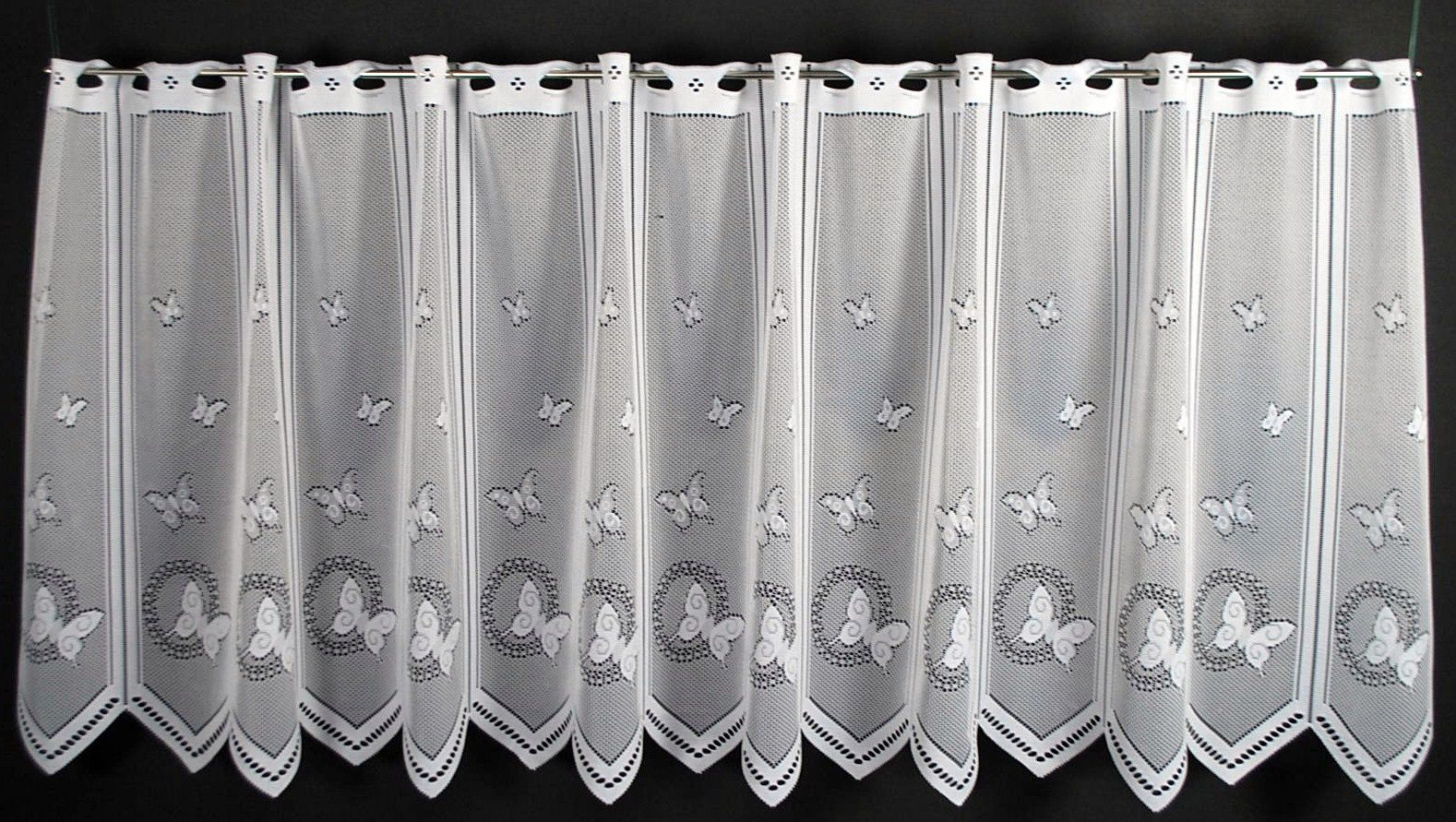 Gardinen Kranzusch Scheibengardine Schmetterlinge (1 St), Stangendurchzug, transparent, Stablöcher,transparent,verschiedene Höhen, Breiten