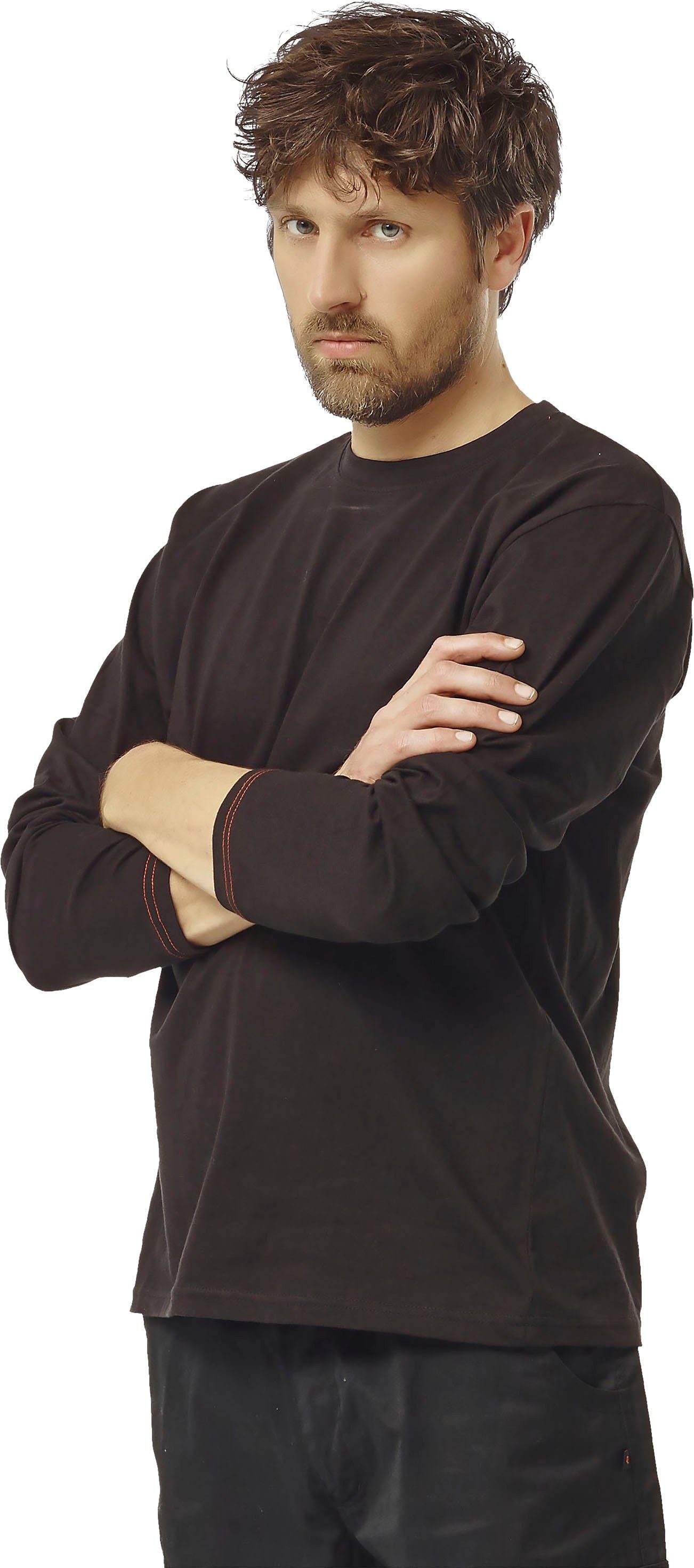 Tragegefühl, langärmlig Basic Langarmshirt vorgeschrumpfte % Noet t-shirt 100 Baumwolle, Herock schwarz angenehmes