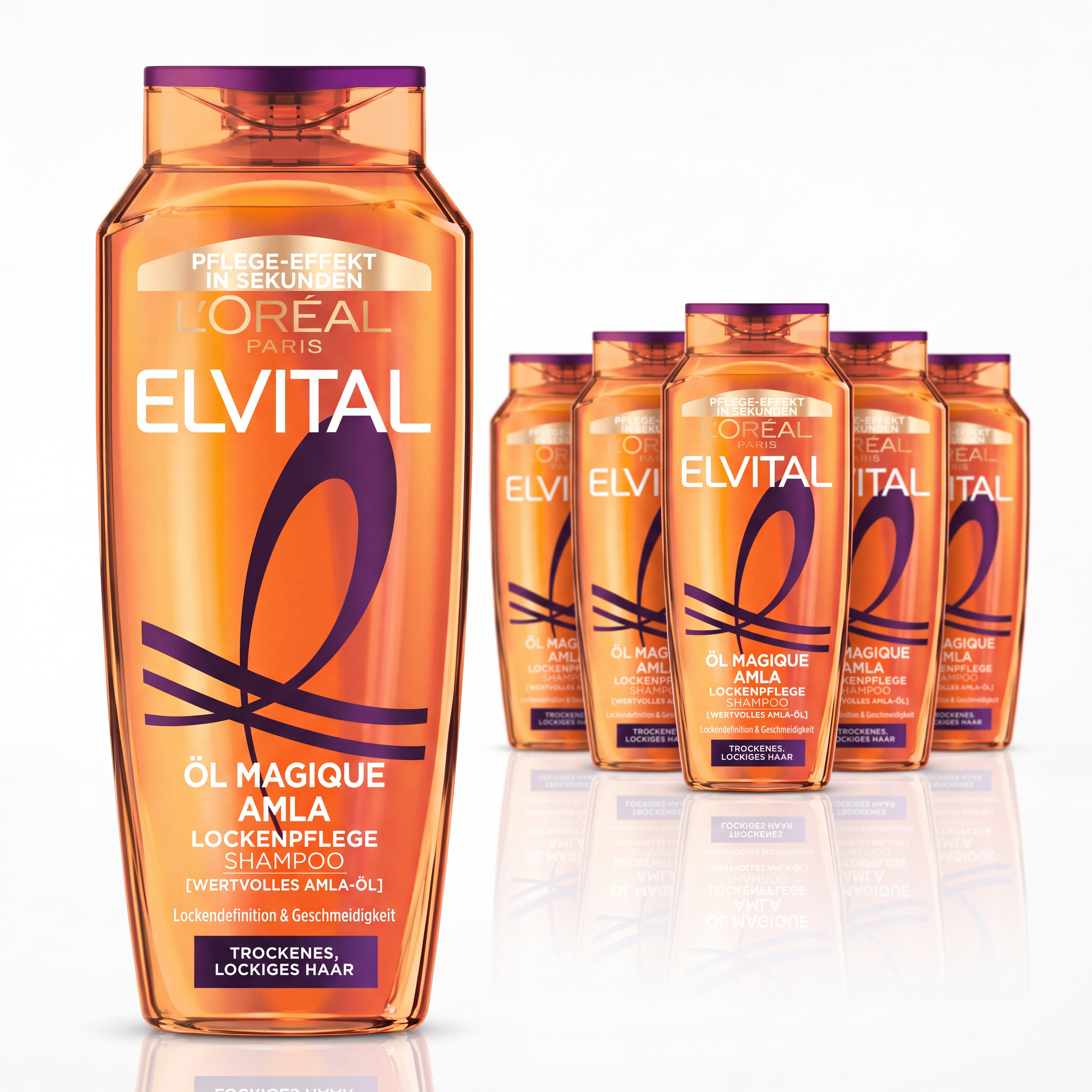 L'ORÉAL PARIS Haarshampoo L'Oréal Paris Elvital ÖL Magique Amla Shampoo, Packung, 6-tlg., Amla Öl für lockiges, trockenes Haar, Sprungkraft für deine Locken.