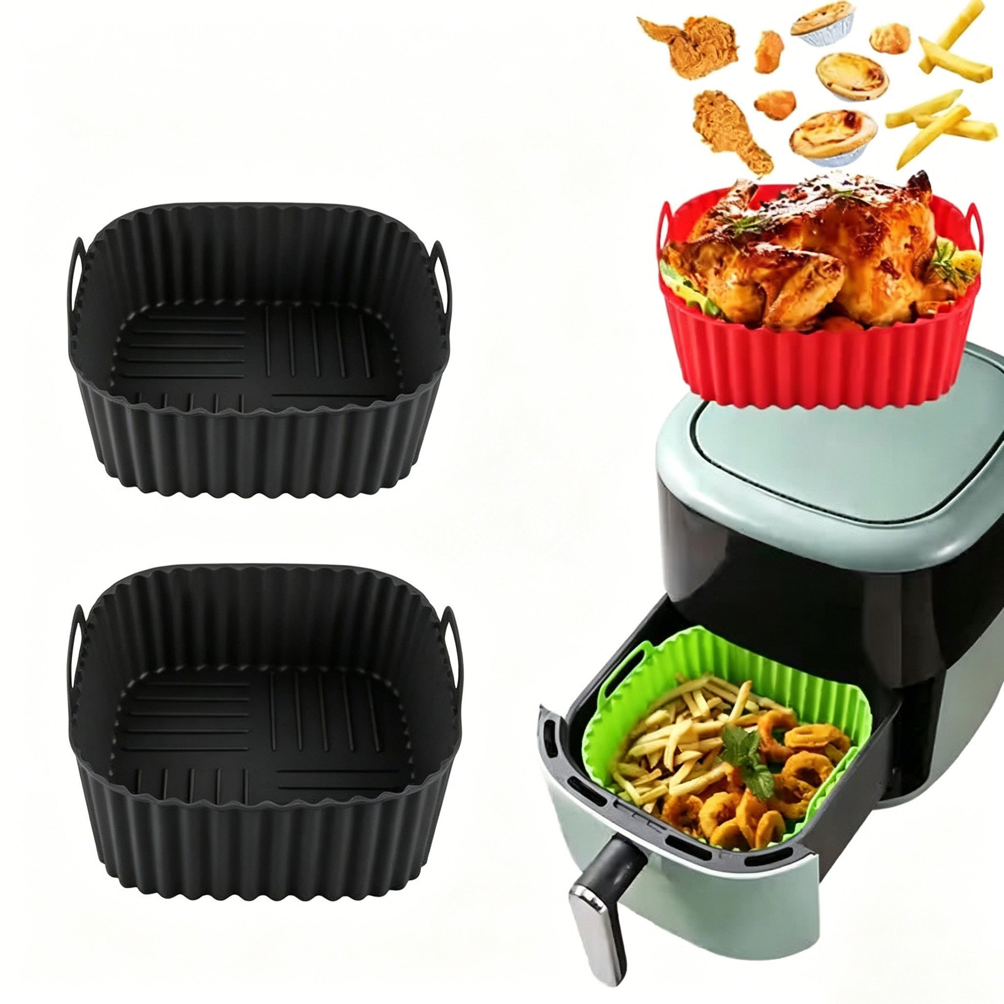 Agger Silikonform Silikon-Backformen für Heißluftfritteuse, 2er-Set, Hitzebeständige Airfryer-Backformen für Küche & Backen