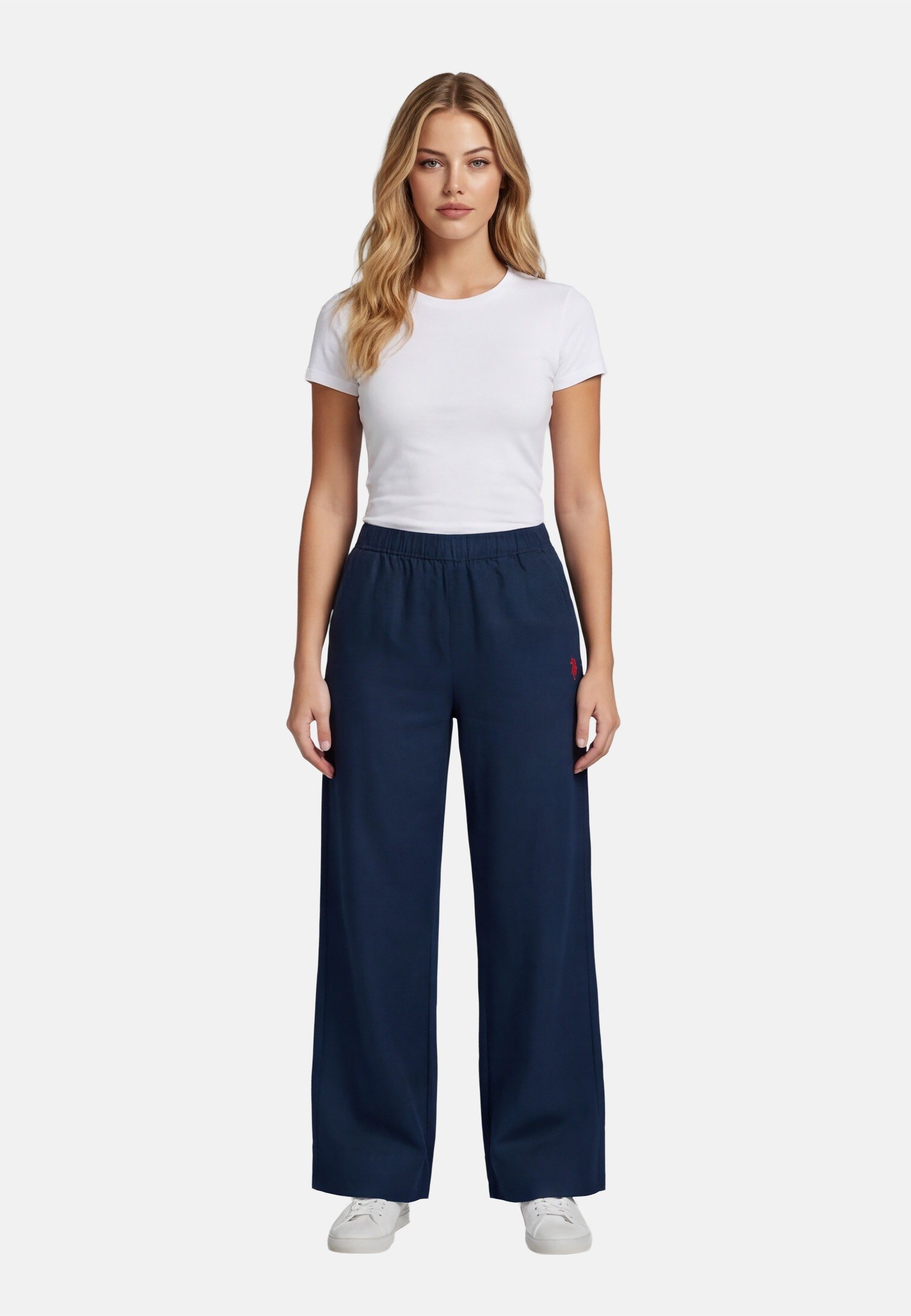 U.S. Polo Assn. Leinenhose USMoolly Damen - Sommerhose luftig mit elastischem Bund Leichte Hose aus Leinenmix mit Taschen und Komfortbund