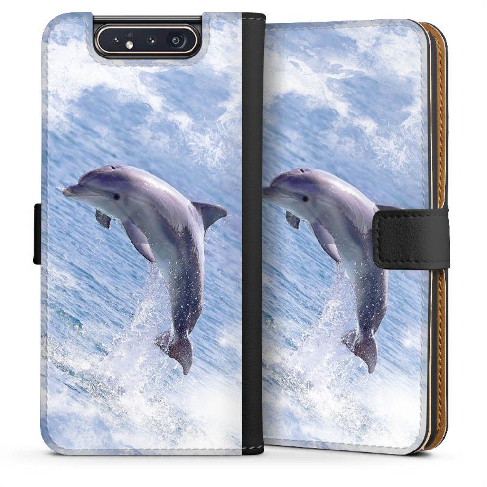 DeinDesign Handyhülle Delfine Meer Wal Springender Delphin, Samsung Galaxy A80 Hülle Handy Flip Case Wallet Cover