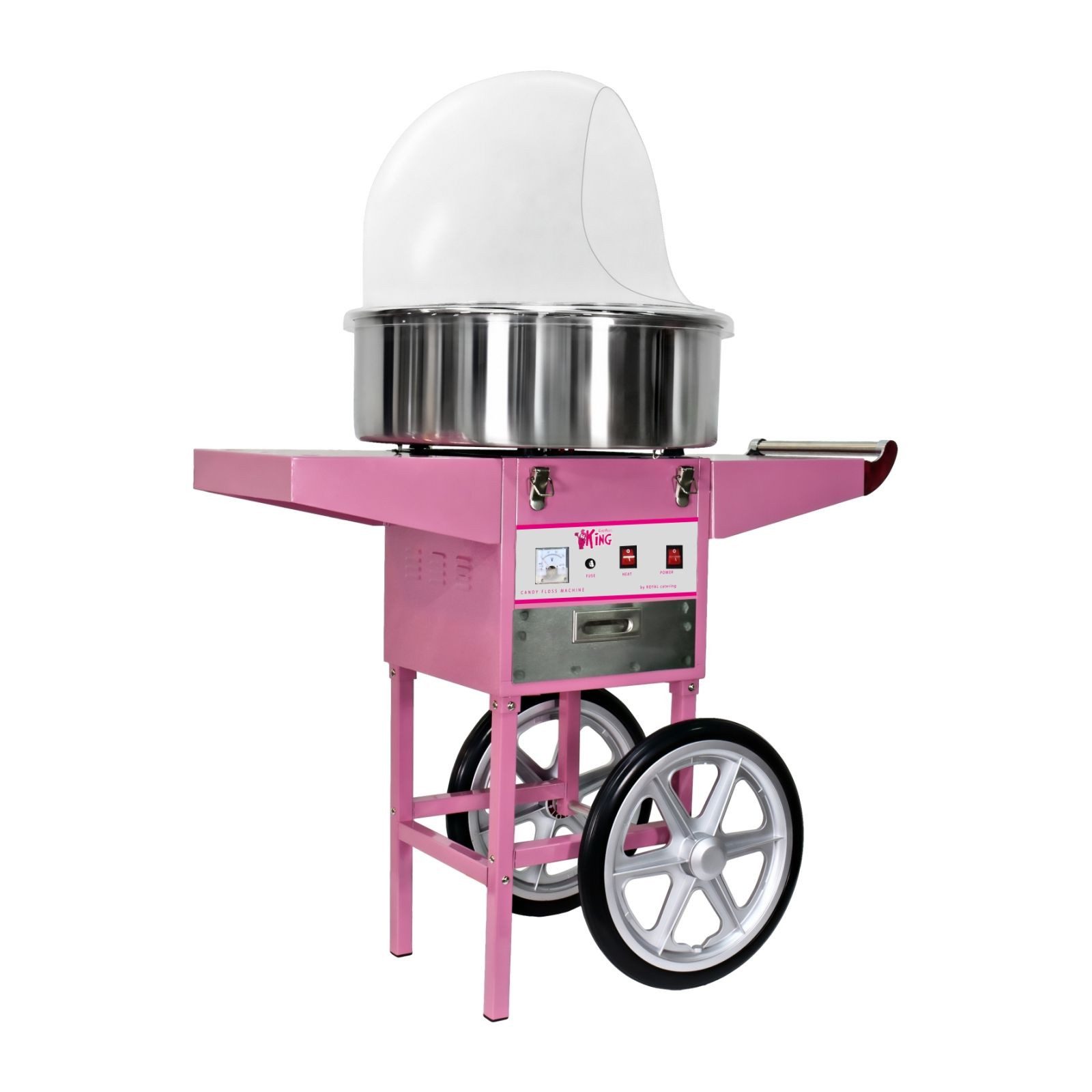 Royal Catering Zuckerwattemaschine Zuckerwattegerät mit Wagen 52 cm rosa