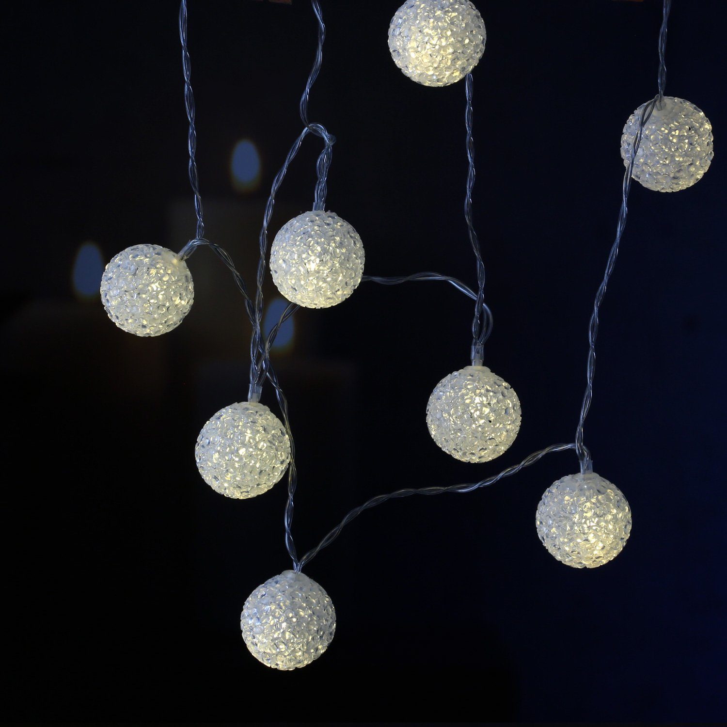 MARELIDA LED-Lichterkette Kugeln 10 Vinyl Bälle Softball 4cm warmweiß Batte günstig online kaufen