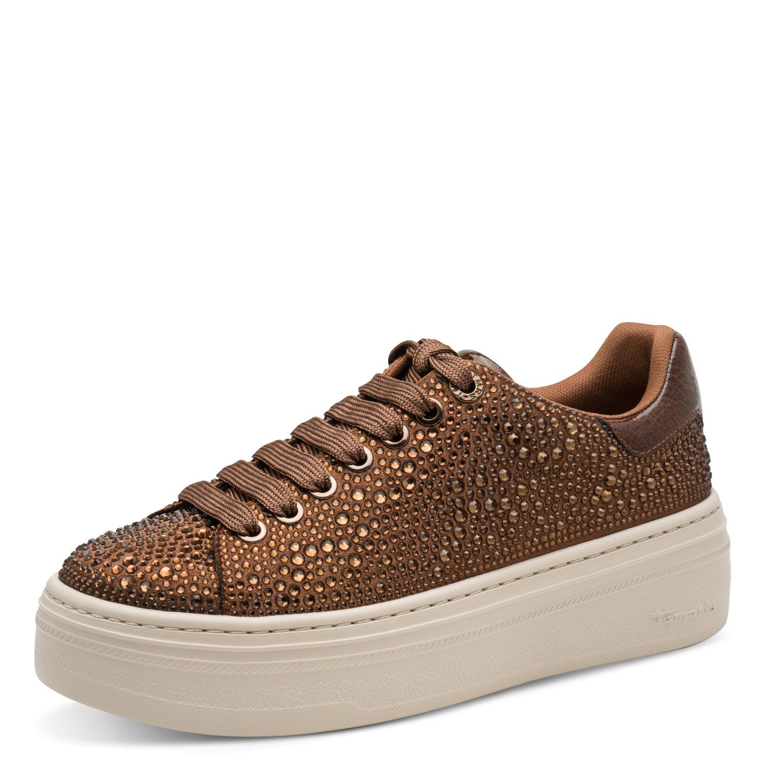 Tamaris Plateausneaker Schnürer, Halbschuh, Freizeitschuh mit glänzenden Strasssteinen