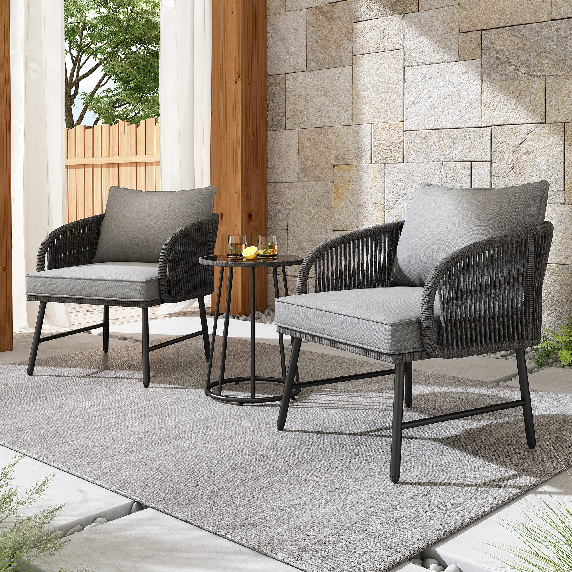 OKWISH Gartenlounge-Set Balkonmöbel-Set, (Freizeitsofa, Balkonset, Gartenso günstig online kaufen