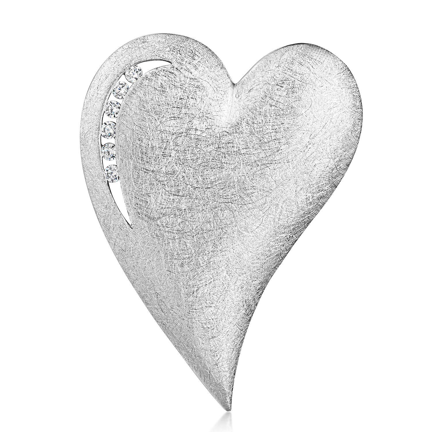 Materia Herzanhänger Damen Silber Herz Liebe Zirkonia gebürstet KA254