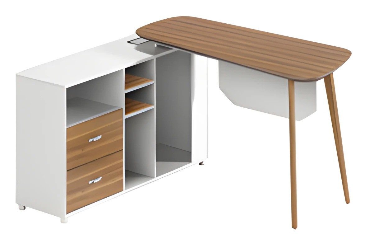 Xlmoebel Eckschreibtisch Eckschreibtisch von XLMOEBEL in Weiß mit Stauraum und schlanken Beinen, Made in Europa