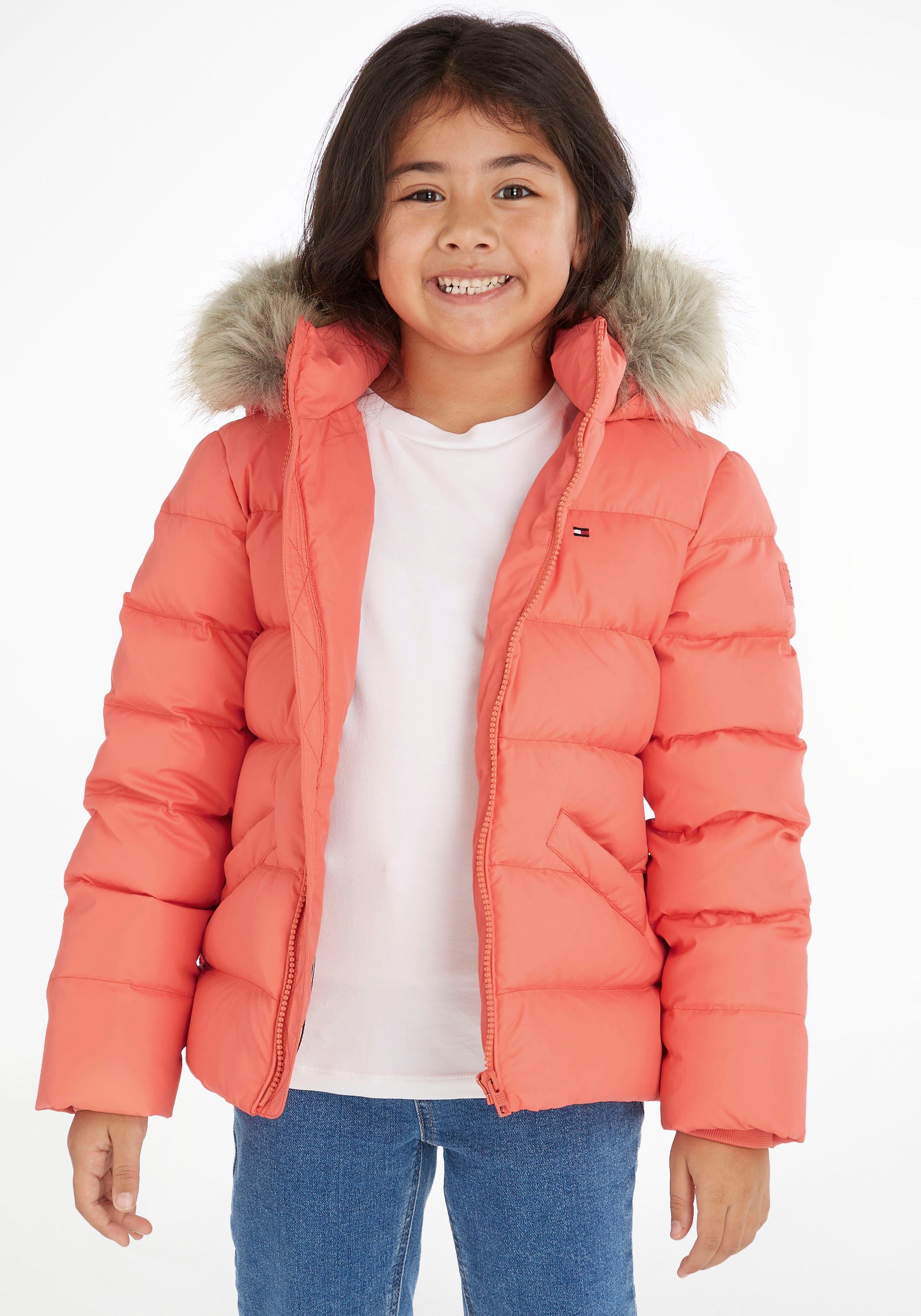 Tommy Hilfiger Daunenjacke ESSENTIAL DOWN FUR HOOD JACKET mit Fellimitat an der Kapuze Santa_Fe_Sunset