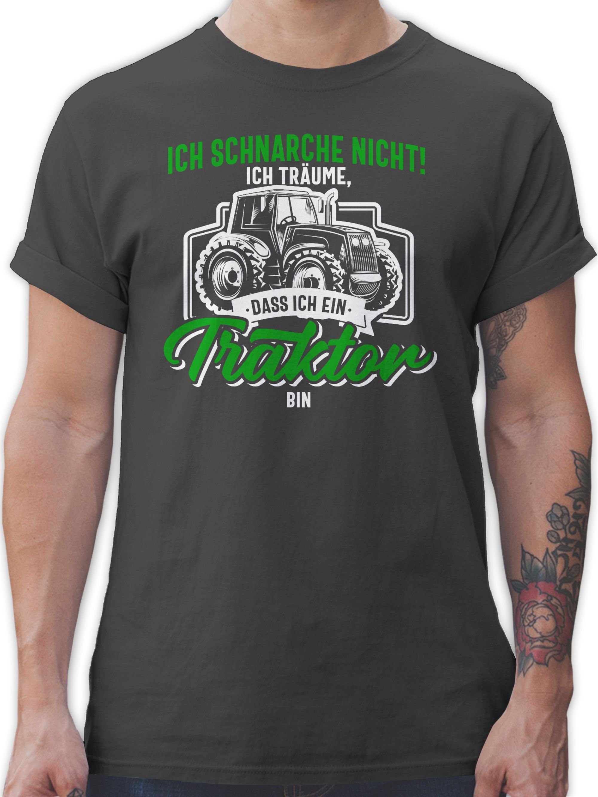 T-Shirt Ich schnarche nicht ich träume dass ich ein Traktor bin weiß bunt