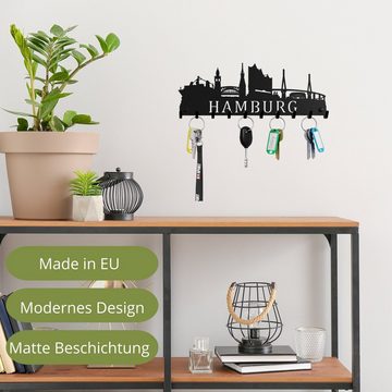 NOGGI - Home Decor Masters Schlüsselleiste Schlüsselbrett "Hamburg", (Schlüsselbrett mit 10 Haken, Wandbefestigung im Set enthalten), Made in EU