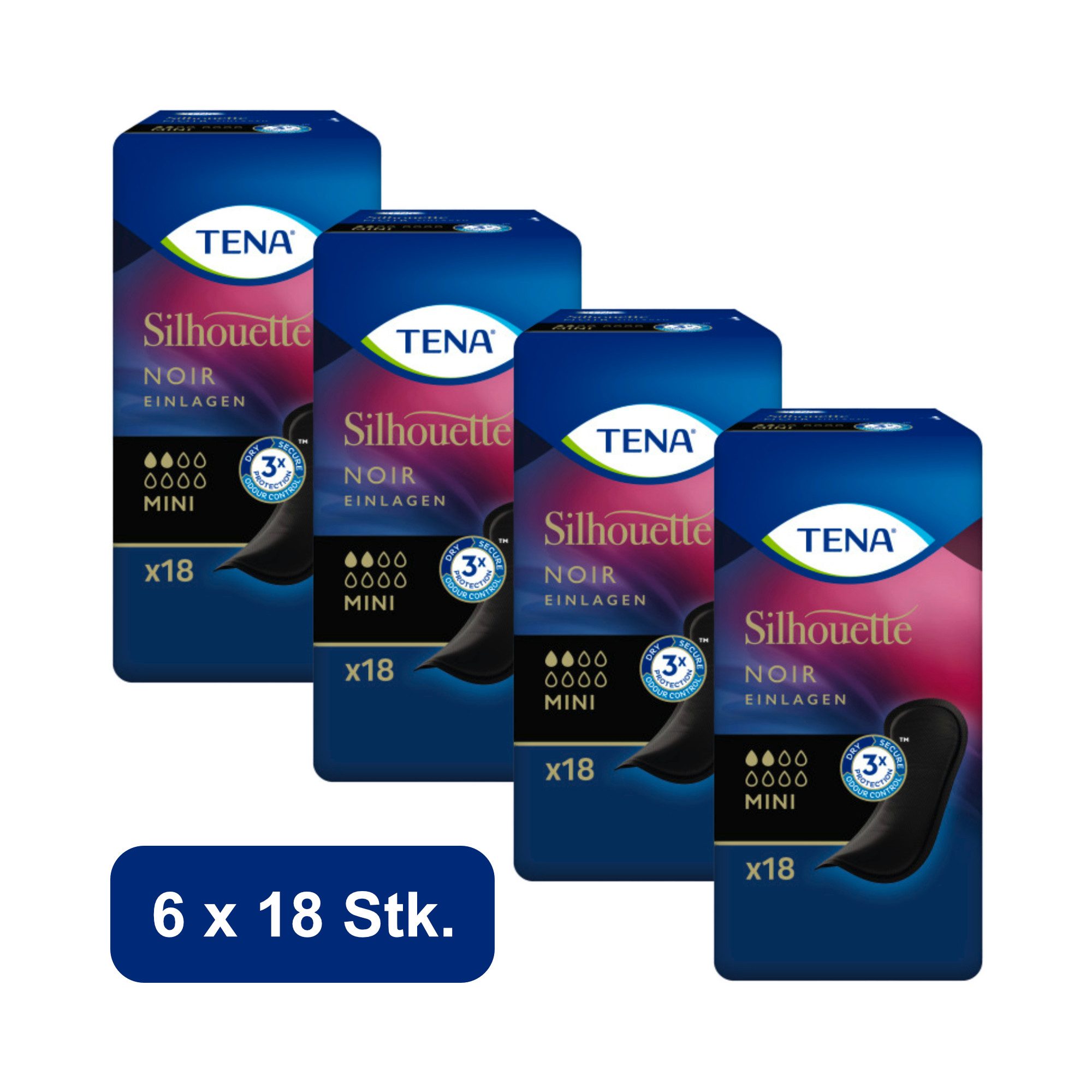 TENA Inkontinenz-Einlage TENA LADY - Silhouette Einlagen Noir - Mini, 108-St.