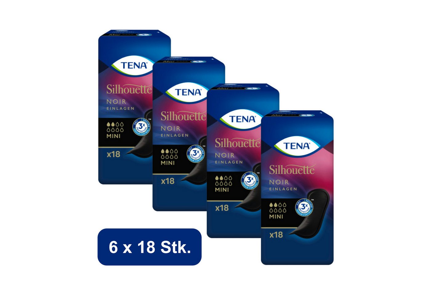 TENA Inkontinenz-Einlage TENA LADY - Silhouette Einlagen Noir - Mini, 108-St.