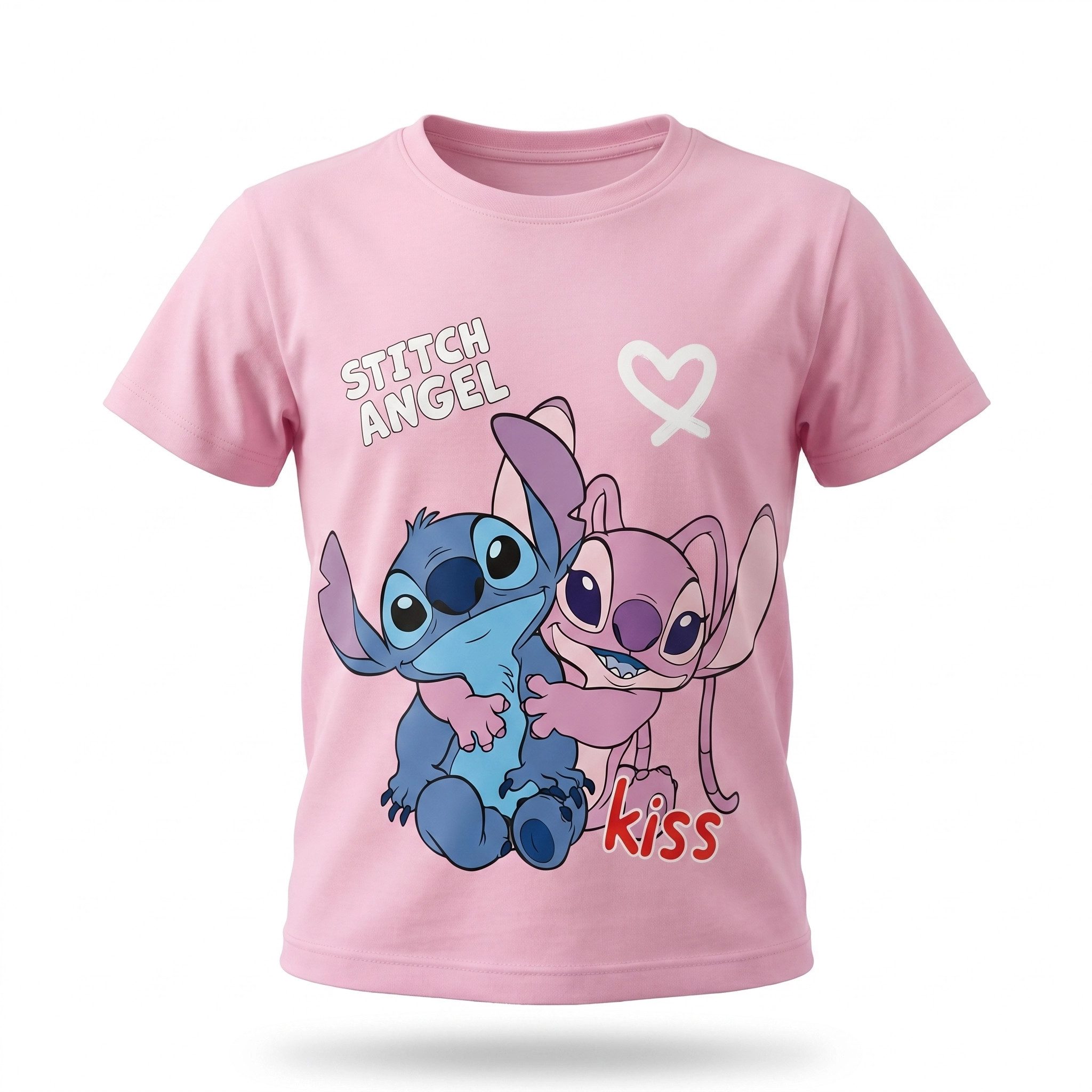 Disney Print-Shirt Disney Stitch Angel Kinder Mädchen T-Shirt Kurzarm Shirt (1-tlg) Gr. 98 bis 128 - 100% Baumwolle