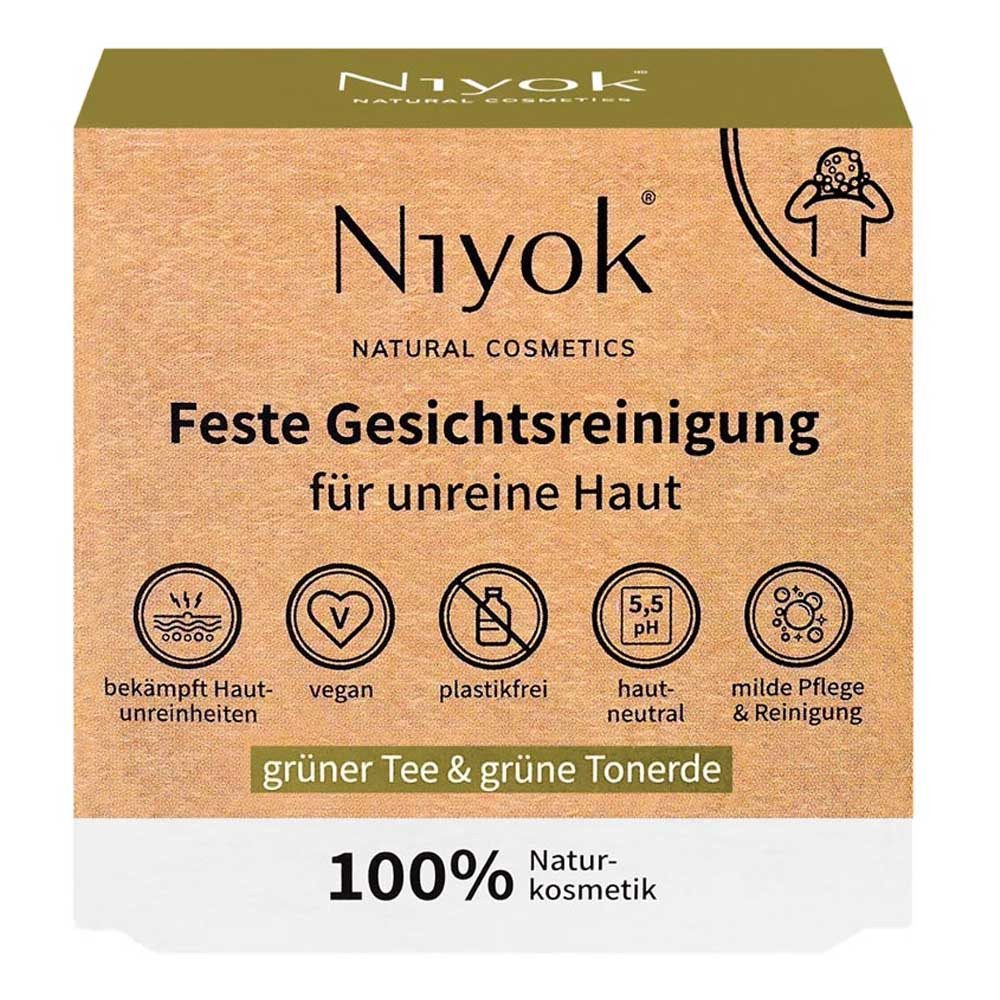 Niyok Gesichtsseife Feste Gesichtsreinigung - Grüner Tee & grüne Tonerde 80g