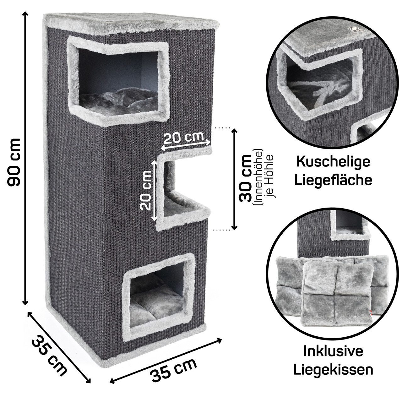 Thumbnail - Canadian Cat Company Kratzbaum Kratzturm Patrick, Katzenhaus, Kratzbaum, 35 x 35 x 90 cm