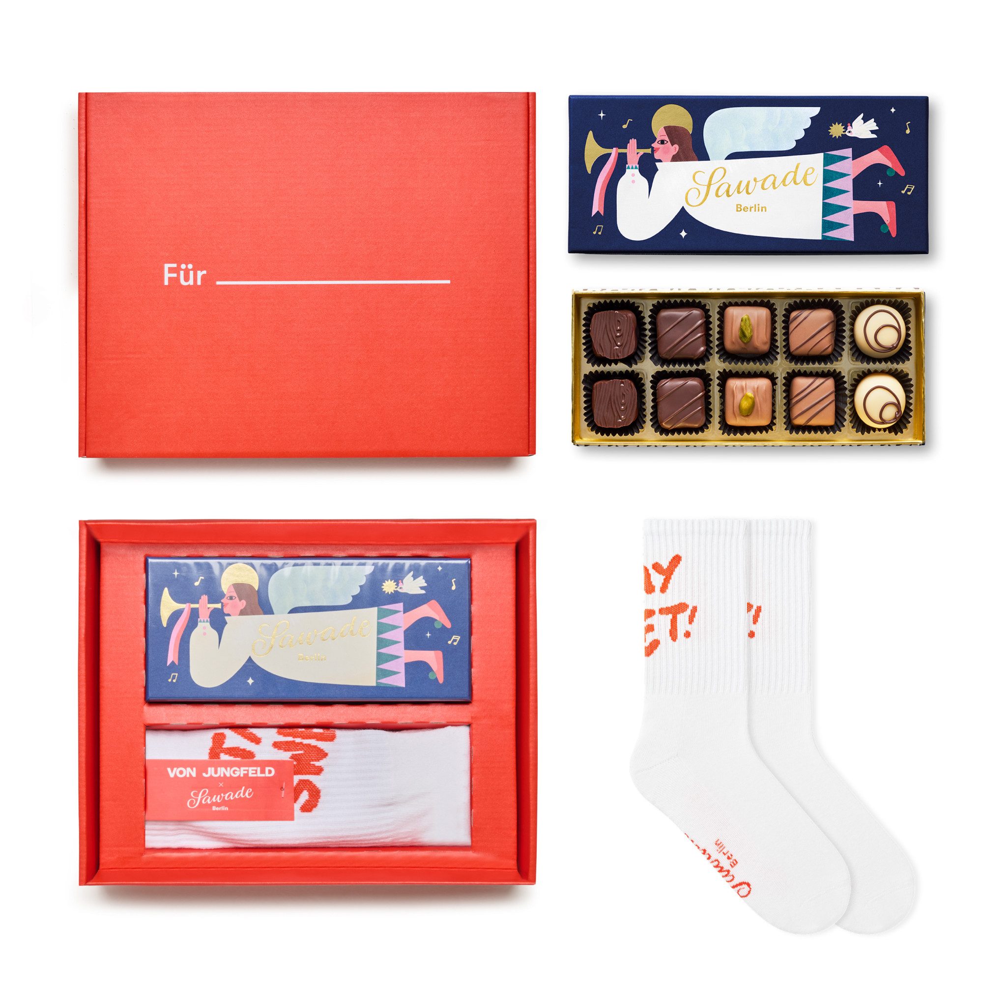 von Jungfeld Socken Geschenkbox mit Tennissocken & Pralinen (1-Paar, 1 Paar günstig online kaufen