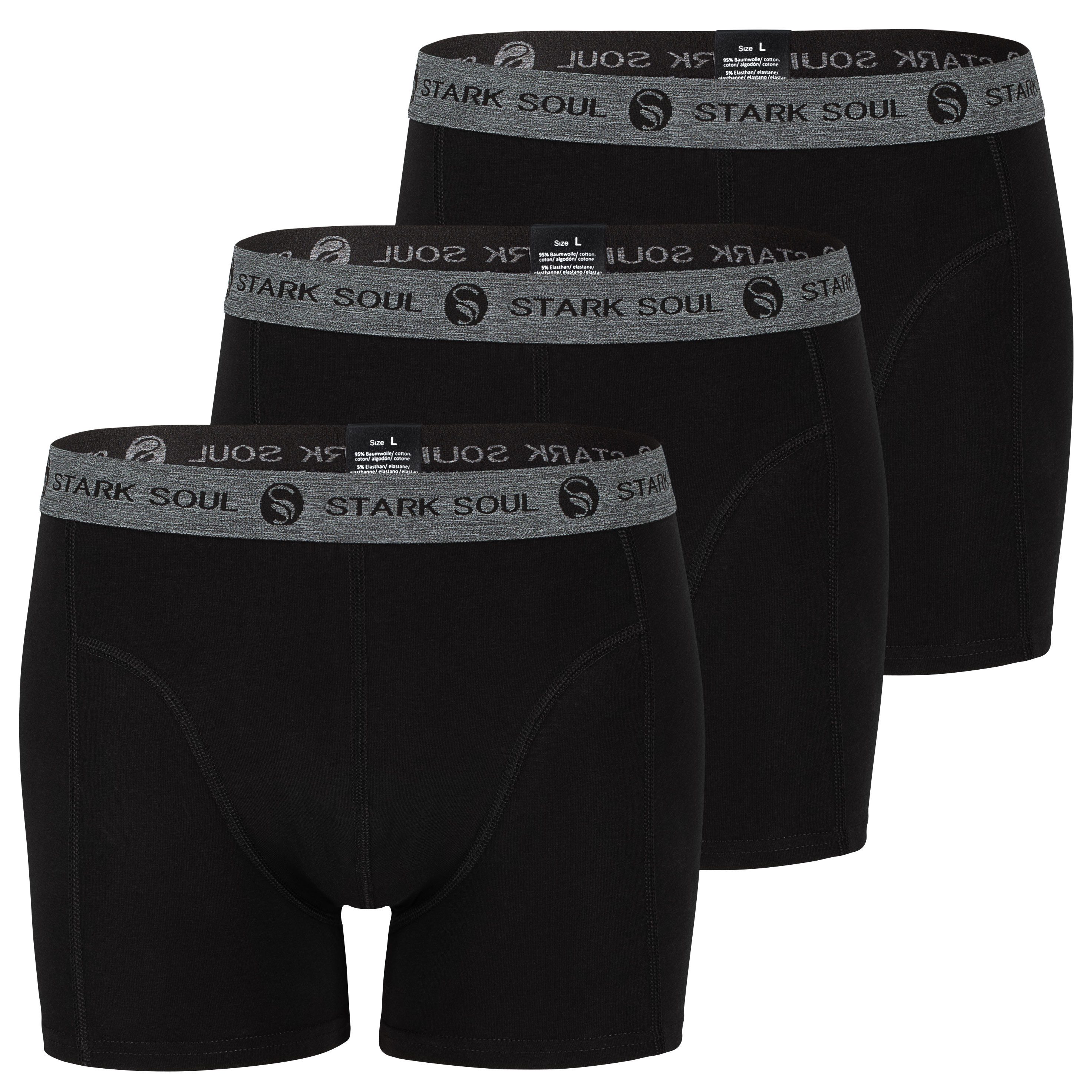 Stark Soul® Boxershorts Herren Boxershorts, 3er Pack, Retroshorts, Trunks - weiche Baumwolle 3er-Pack
