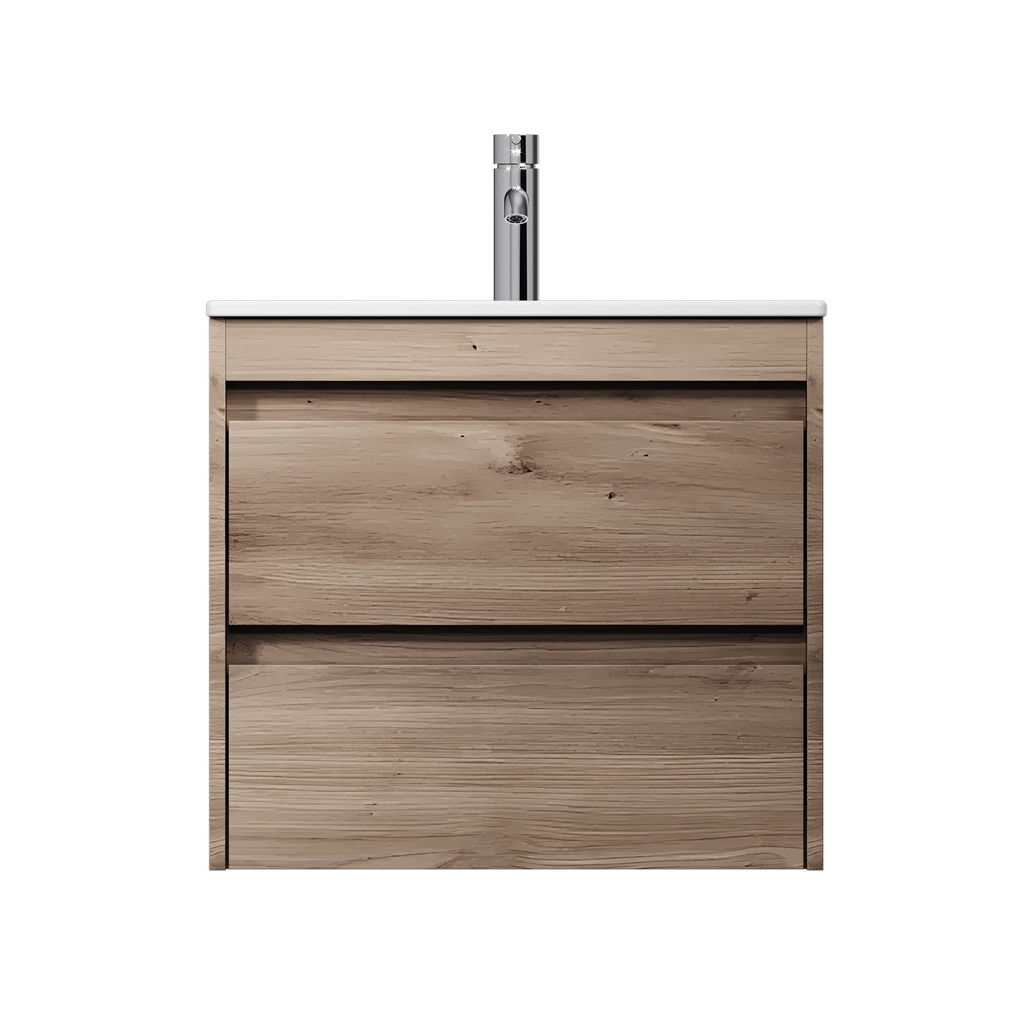 AM.PM Waschbecken Waschtischunterschrank mit Handwaschbecken 60 cm Unterschrank (Badmöbel-Set: Unterschrank & Wasch-Becken aus Porzellan, wandhängender Waschbeckenunterschrank und Waschplatz), Badschrank mit integriertem Keramikwaschbecken