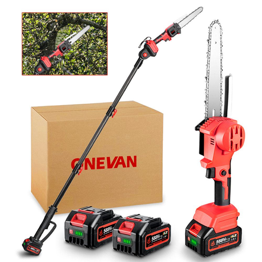 ONEVAN Akku-Hochentaster 2-in-1 Akku-Hochentaster mit Teleskopstange, 8 Zol günstig online kaufen