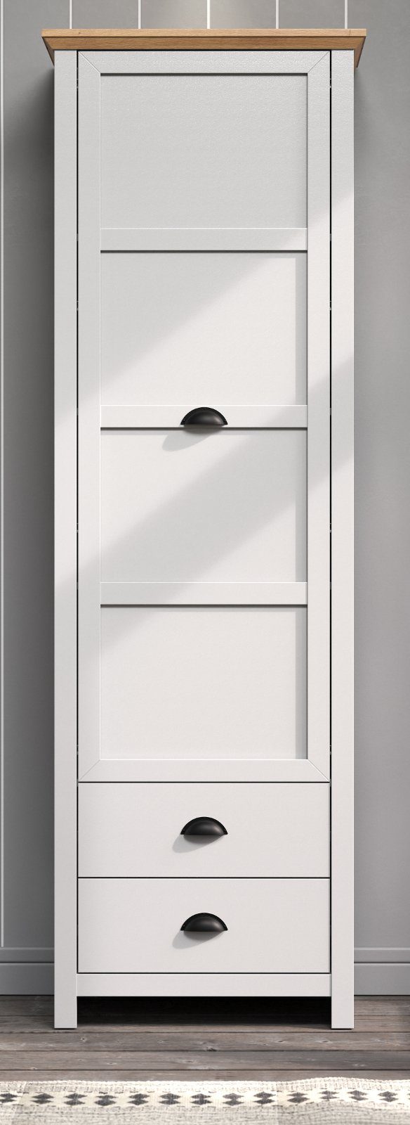 trendteam Garderobenschrank Landside (in hellgrau mit Artisan Eiche, 65 x  201 cm, Garderobe und Schuhschrank) variable Inneneinteilung