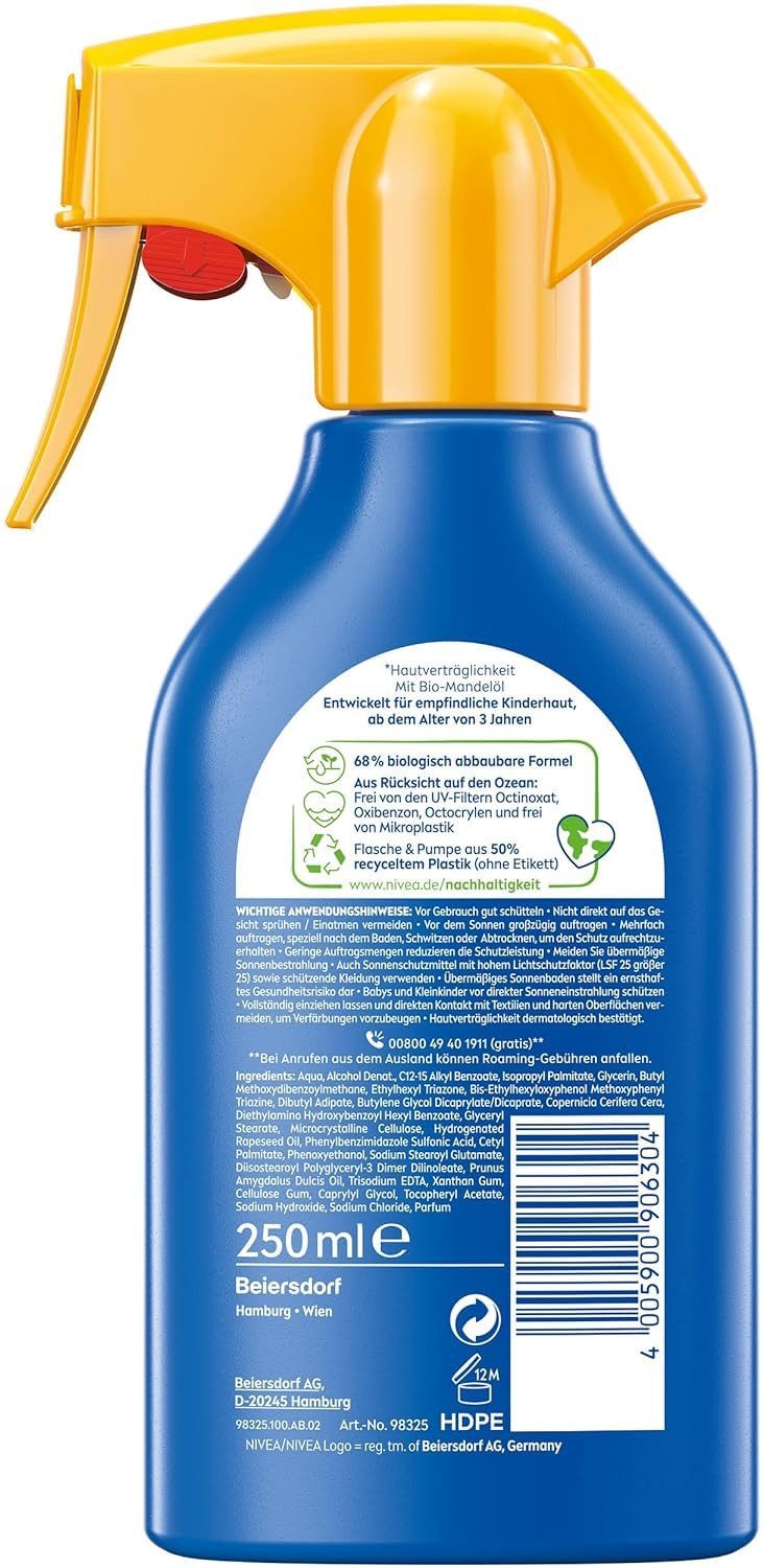 Nivea Sonnenschutzspray Kids Schutz & Pflege 5in1 Hautschutz LSF 50+ Sonnenspray (250 ml), 1-tlg.