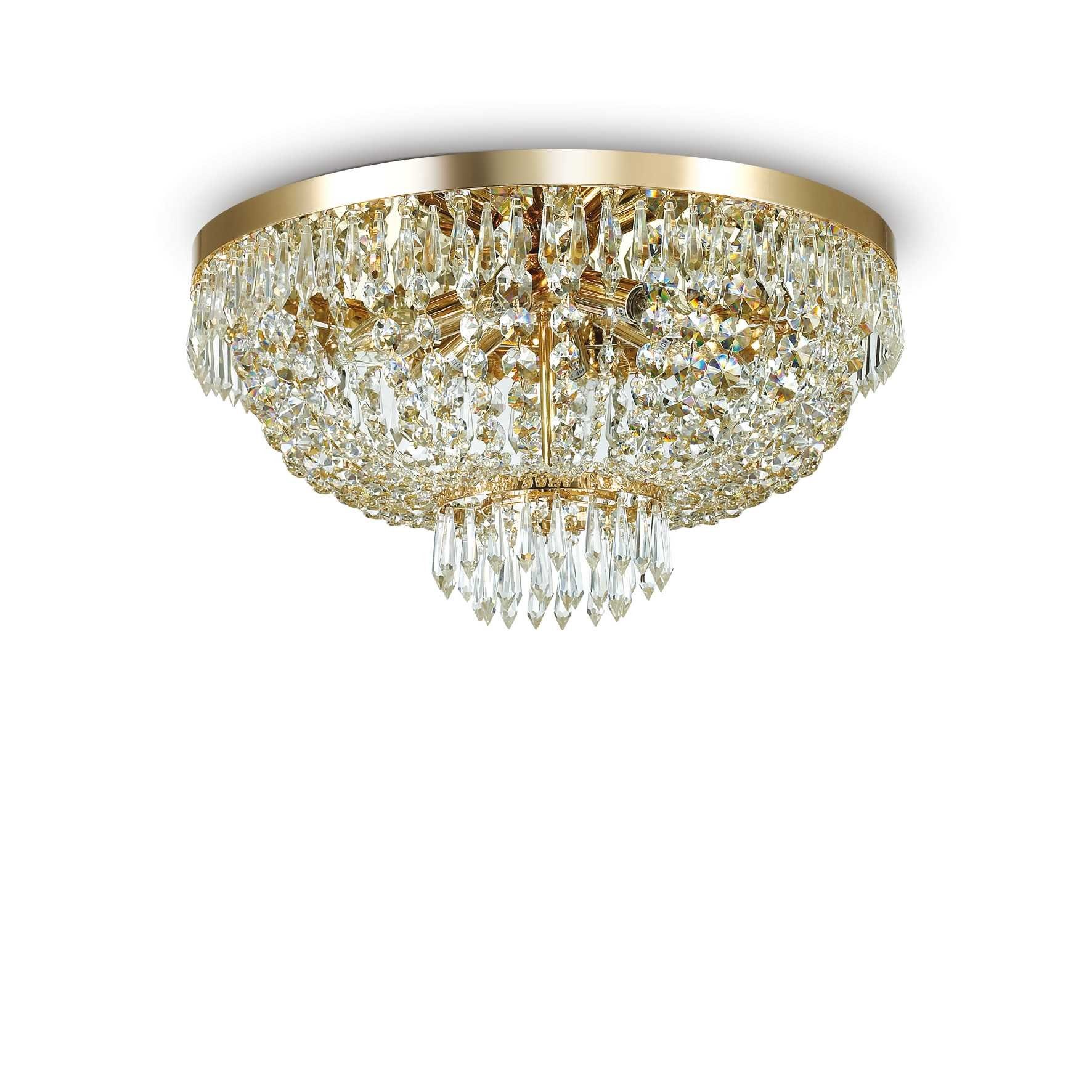 Ideal Lux Deckenleuchte Kristall Deckenleuchte gefertigt aus gold Ø51cm Kristallen Caesar