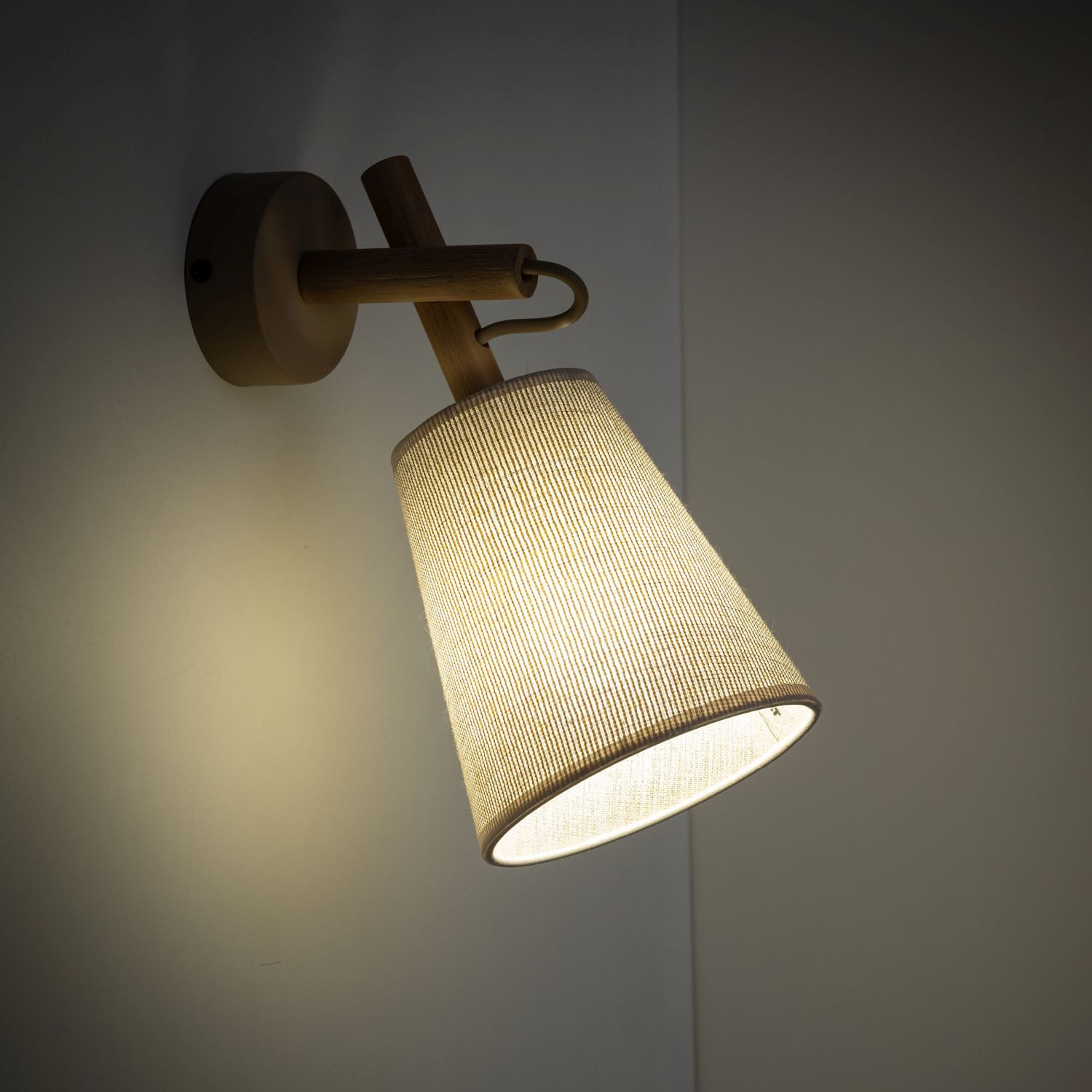 Licht-Erlebnisse Wandleuchte VAIO, ohne Leuchtmittel, Metall Stoff E27 28 cm hoch Sandfarben Grau Kiefer Skandinavisch