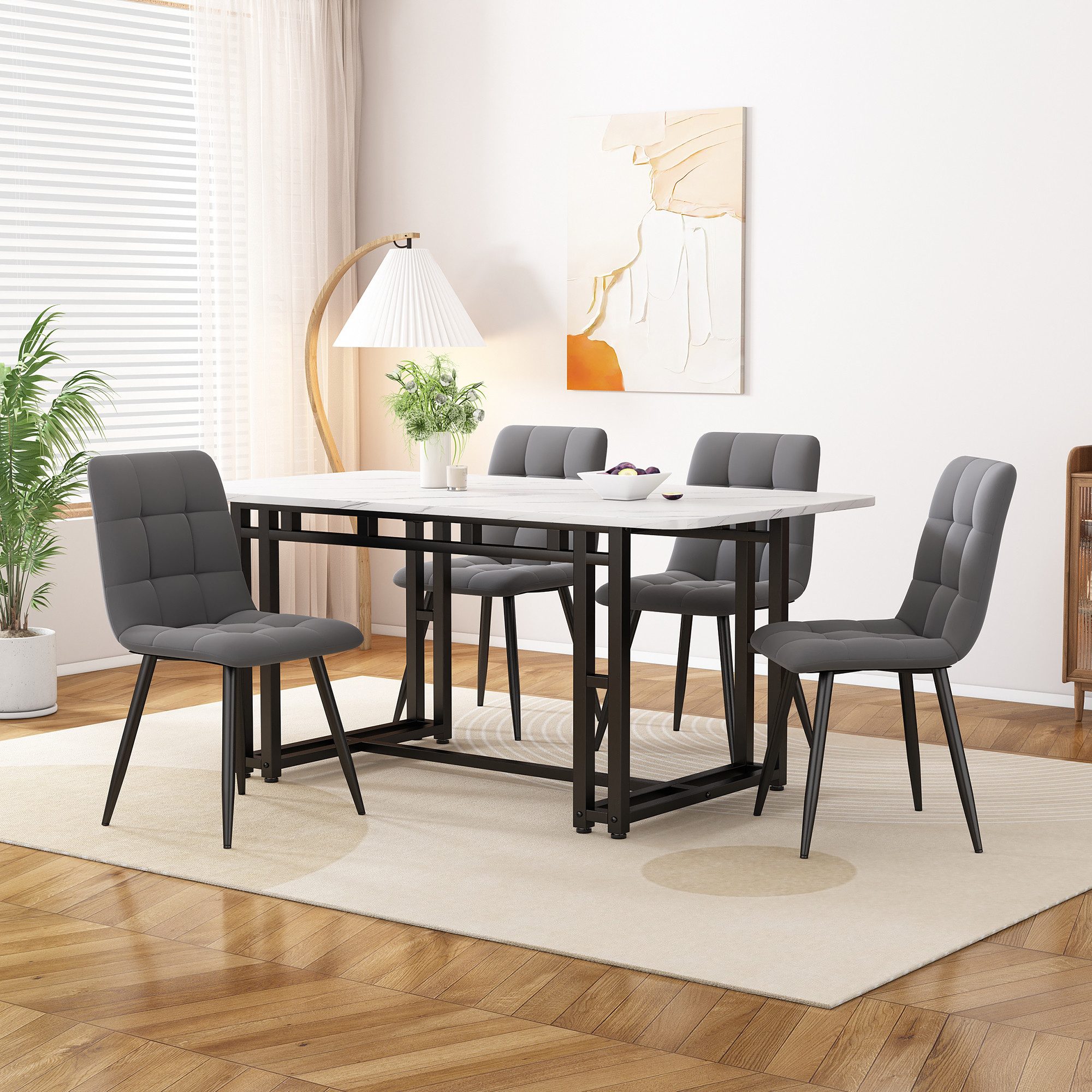 IDEASY Esstisch Leichter Luxus Küchentisch mit Metallbeinen(1St), 140x80cm, Gestell aus Metall Rechteckiger Esstisch