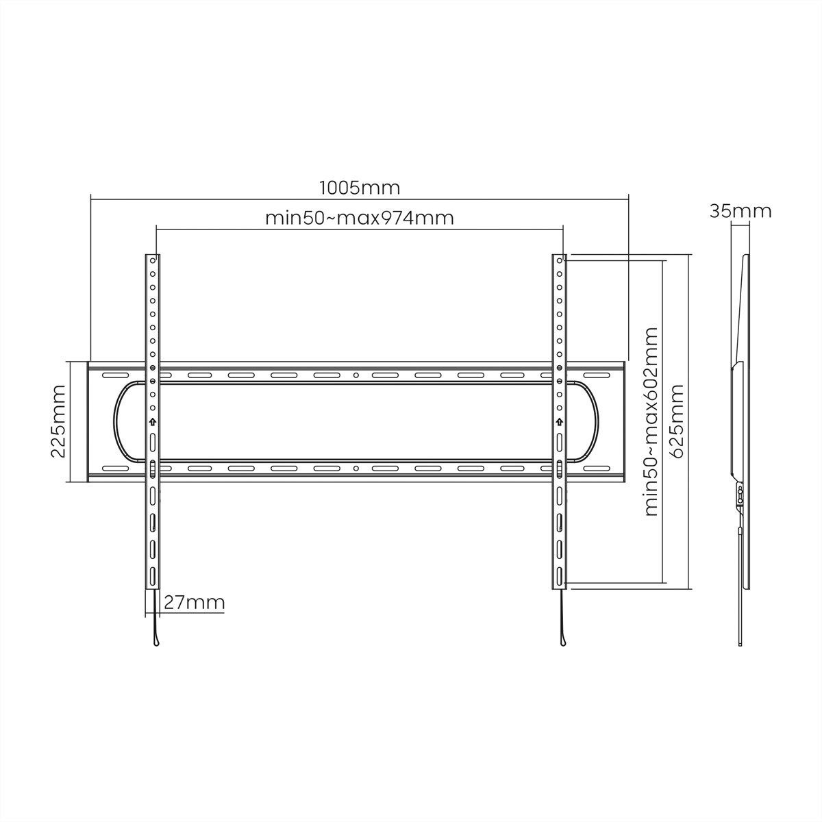 VALUE TV-Wandhalterung TV-Wandhalterung, fest, (bis 120 Zoll, 60-120 Zoll, bis 120 kg)