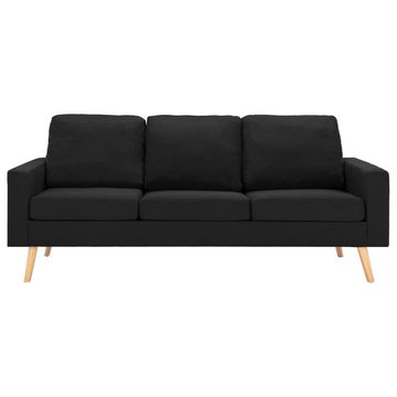 furnicato Sofa 3-tlg. Sofagarnitur Stoff Schwarz