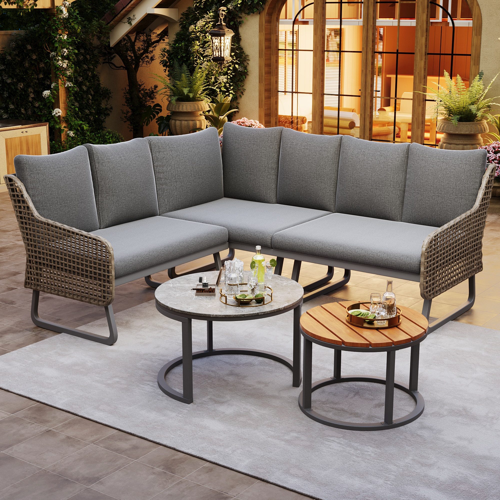 Sytifro Gartenlounge-Set Gartenmöbel-Set für 6-7 Personen, günstig online kaufen