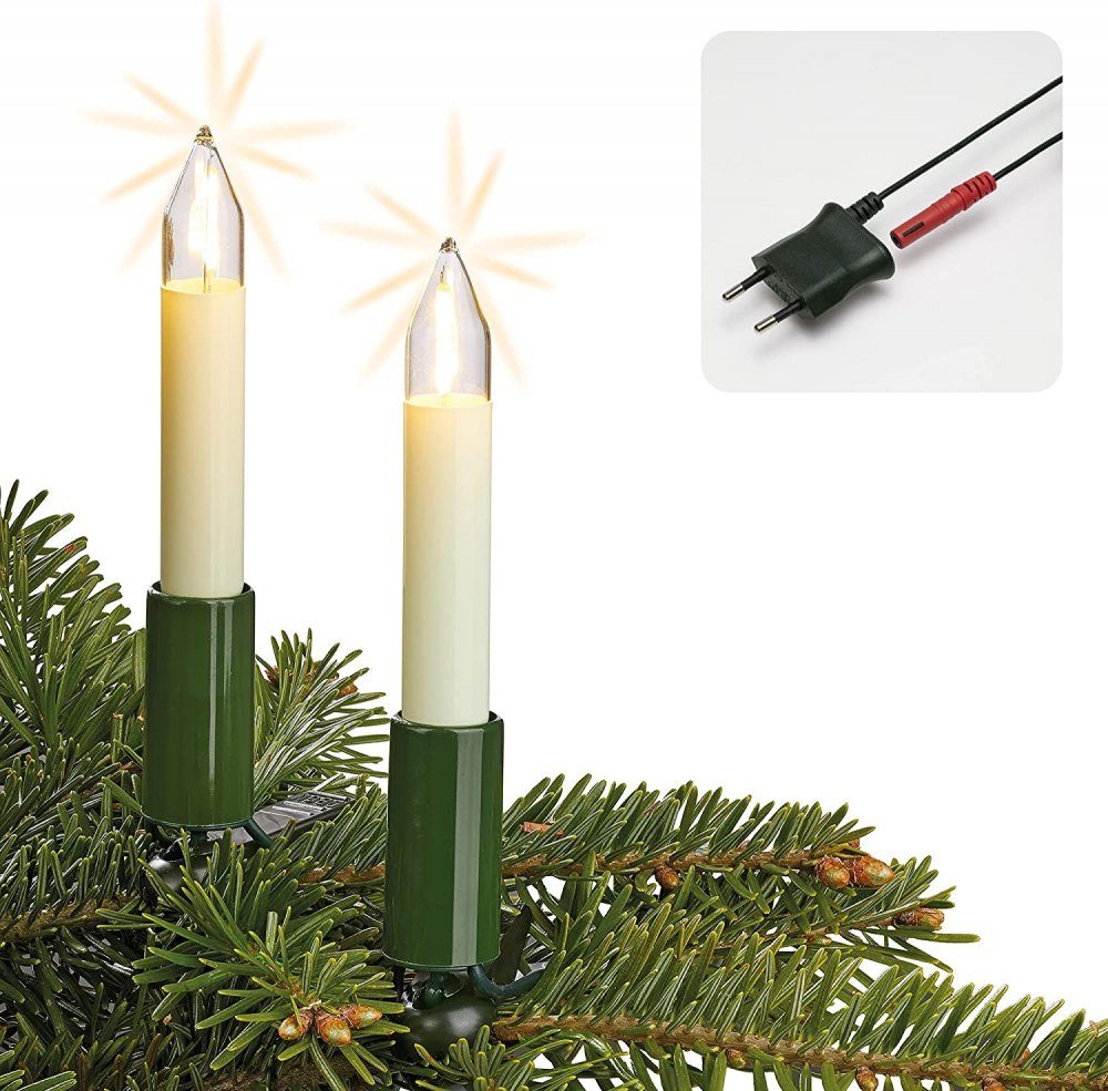 Hellum Lichterkette Hellum 15er LED-Filament-Schaftkerzenkette innen elfenbein
