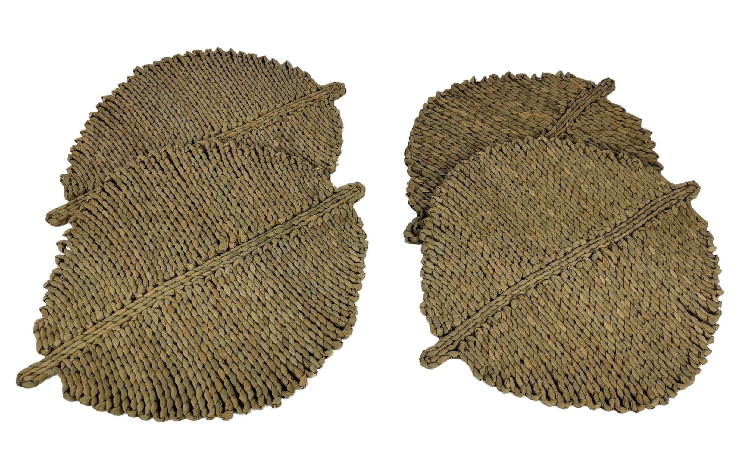 sesua Platzset Geflochtenes Platzset Tischset Boho Blatt Naturfaser 41 x 37 cm, (4-St), ideal als Untersetzer oder Tischdeko