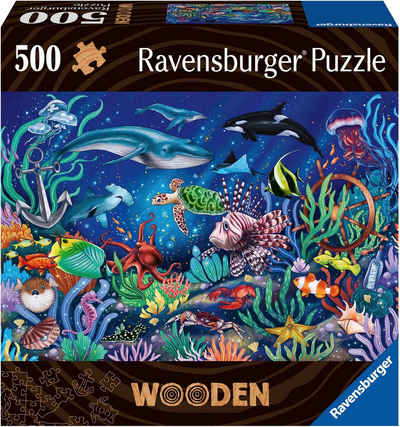 Ravensburger Puzzle Wooden, Unten im Meer, 500 Puzzleteile, Made in Europe; FSC® - schützt Wald - weltweit