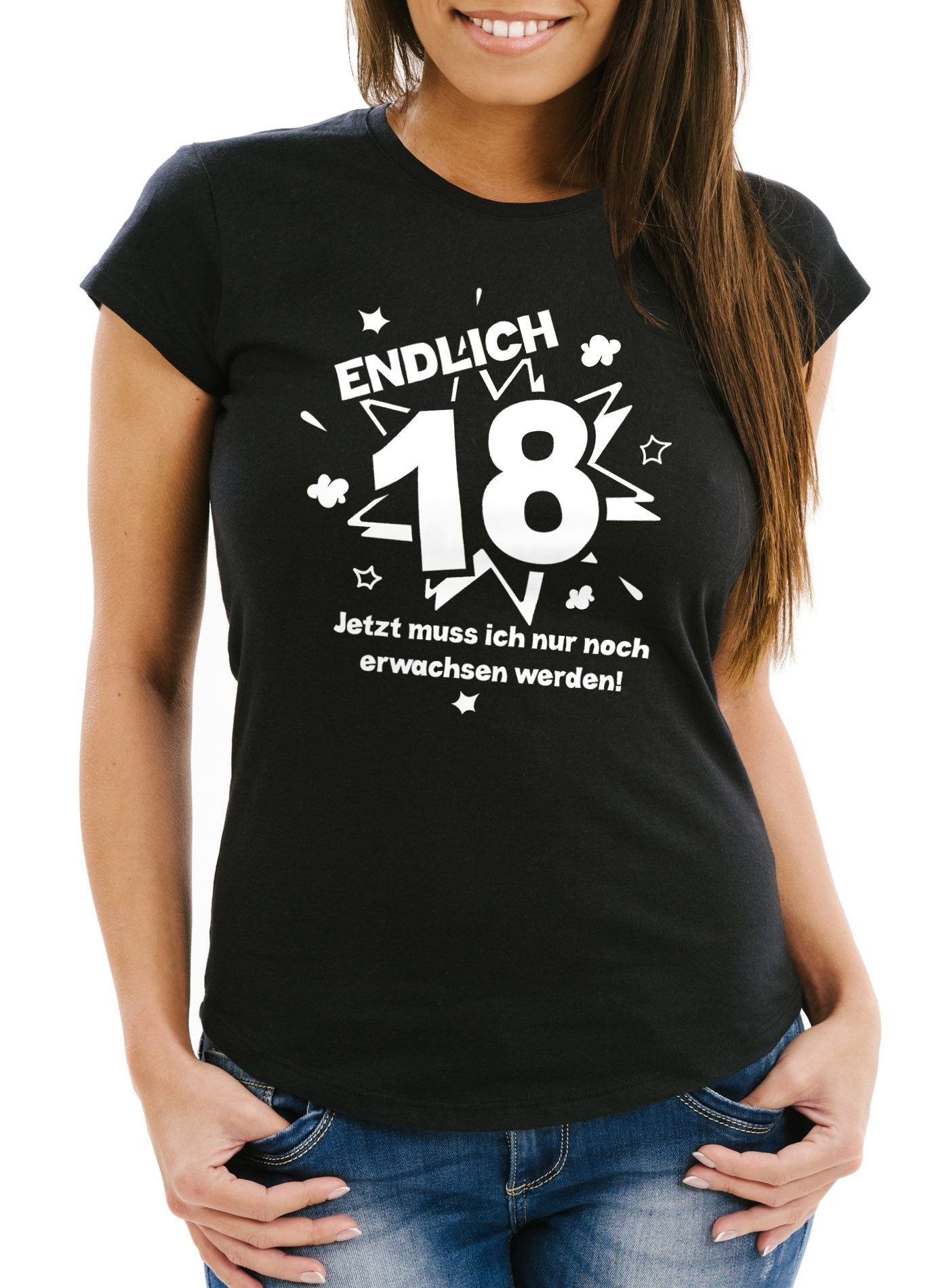 MoonWorks Print-Shirt Damen T-Shirt Endlich 18 günstig online kaufen