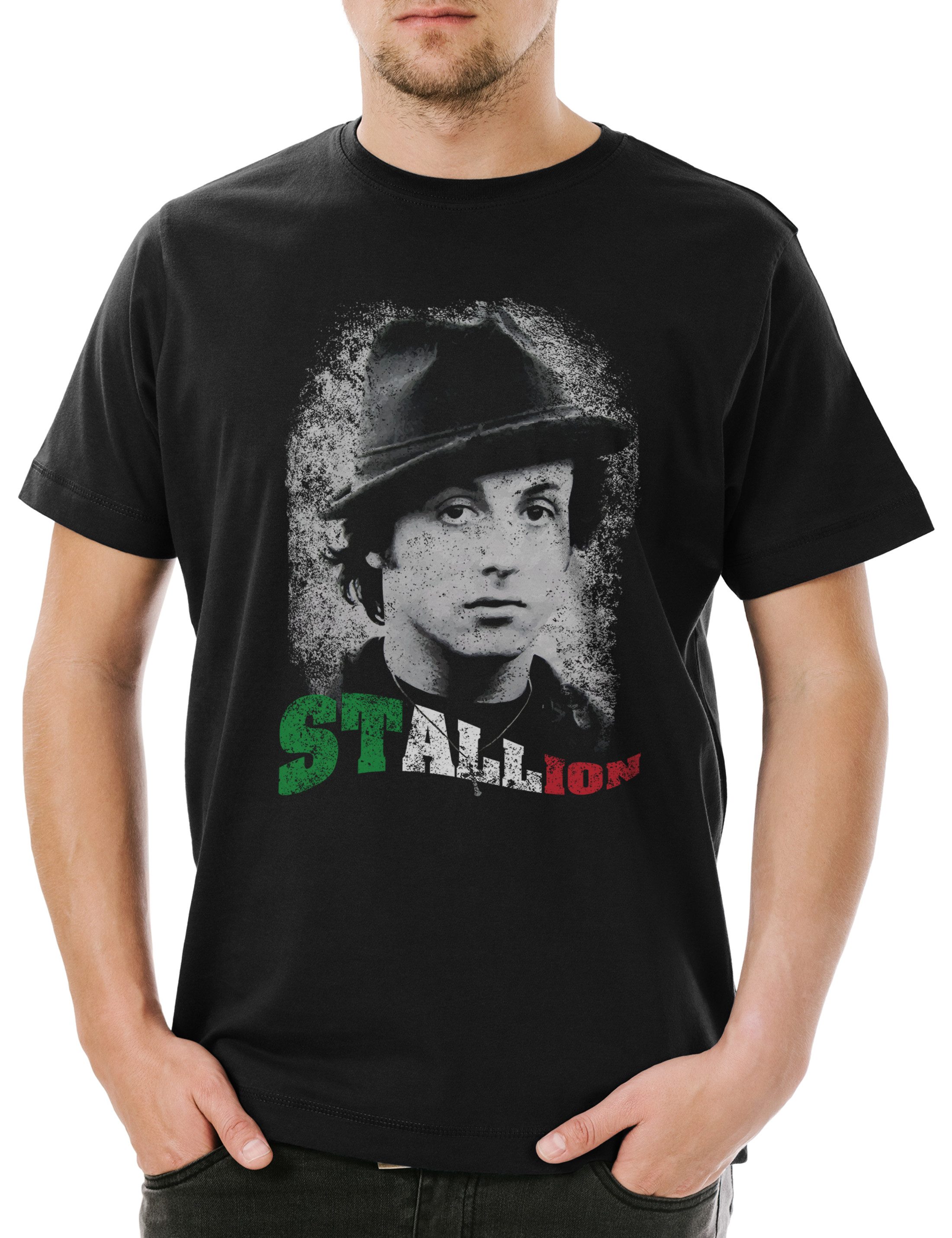 Urban Backwoods Print-Shirt Stallion Herren T-Shirt Rocky Sylvester Boxer Boxing Italian Stallone (1-tlg) Kult Movie Film Balboa