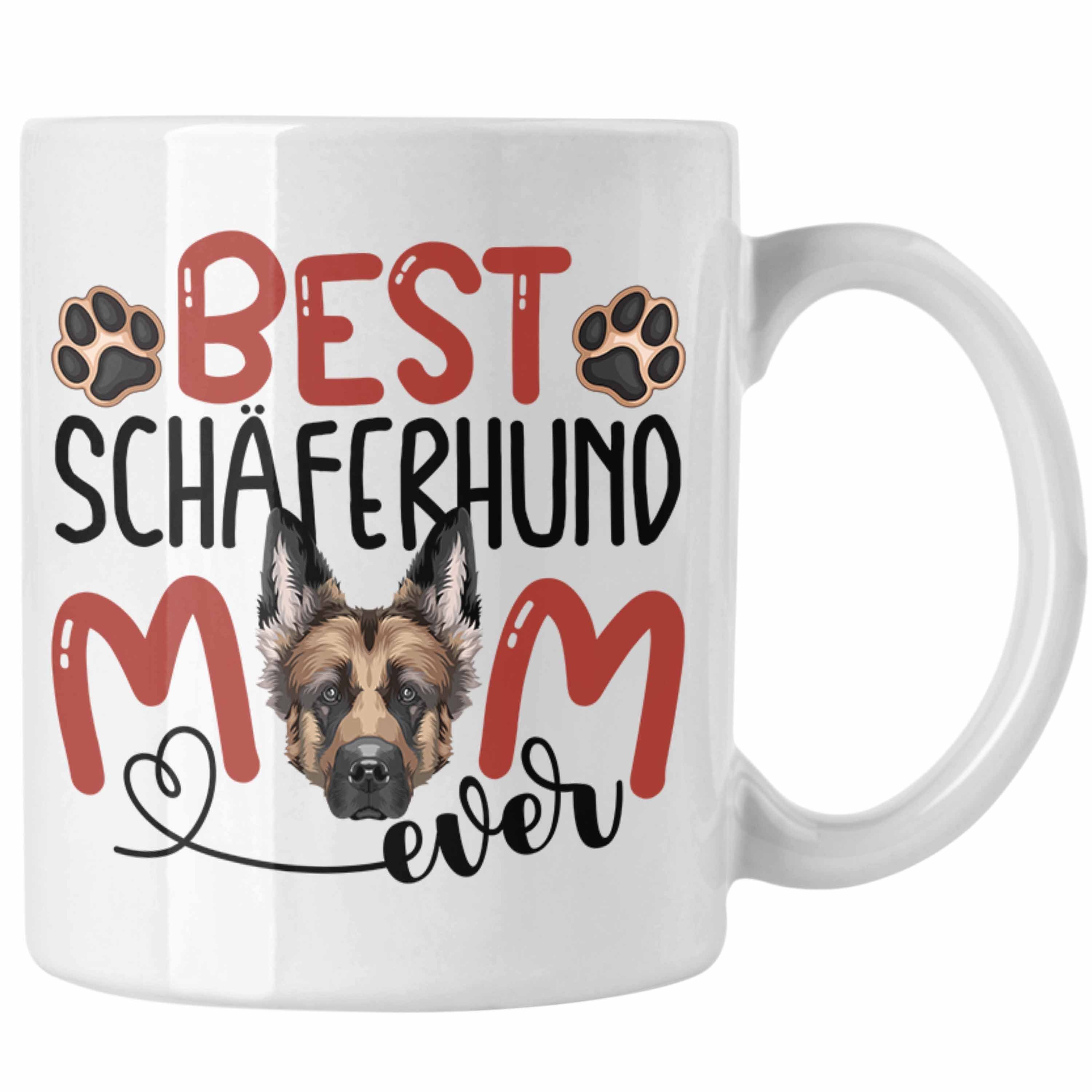 Trendation Tasse Schäferhund Mom Besitzerin Tasse Geschenk Lustiger Spruch Geschenkidee Weiss