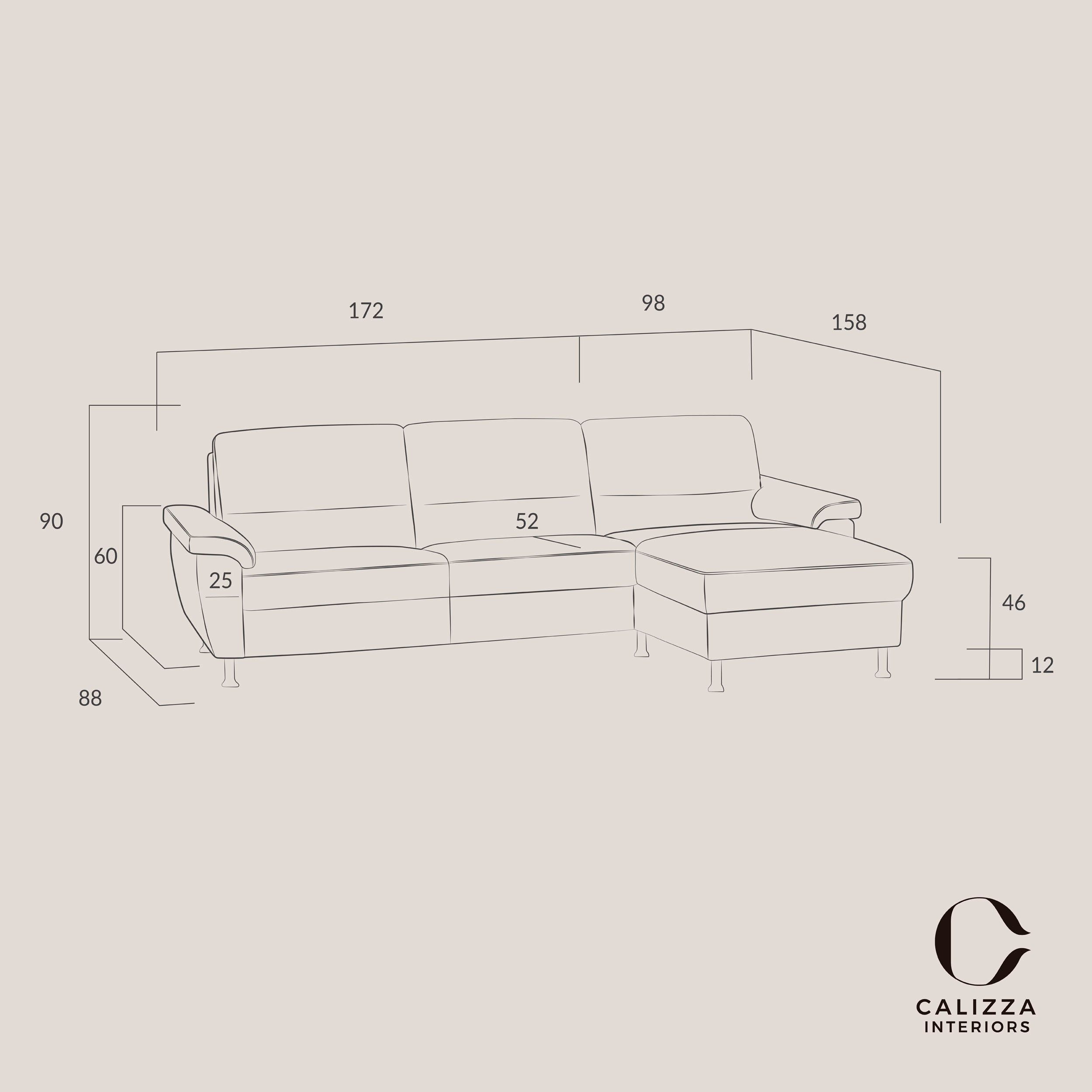 CALIZZA INTERIORS Ecksofa Onyx, mit Breite Recamiere oder links wahlweise 270 cm rechts, Bettfunktion