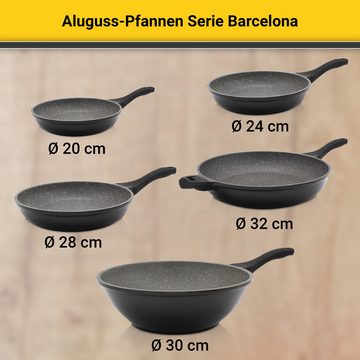 Krüger Wok Aluguss Wokpfanne Barcelona, 30 cm, Aluminiumguss (1-tlg), für Induktions-Kochfelder geeignet