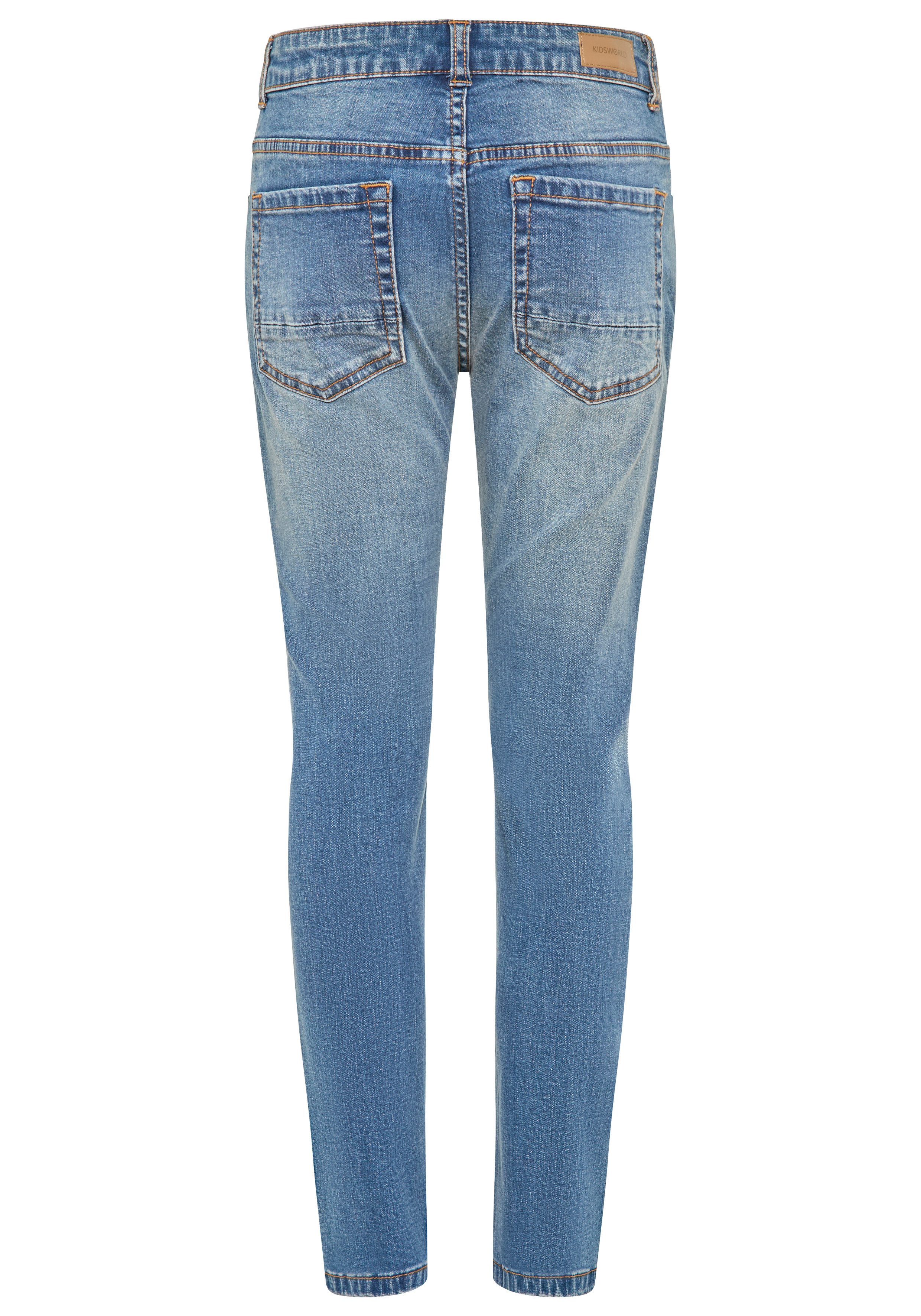 KIDSWORLD Straight-Jeans Gerade Stretchjeans Stretchjeans in authentischer Waschung