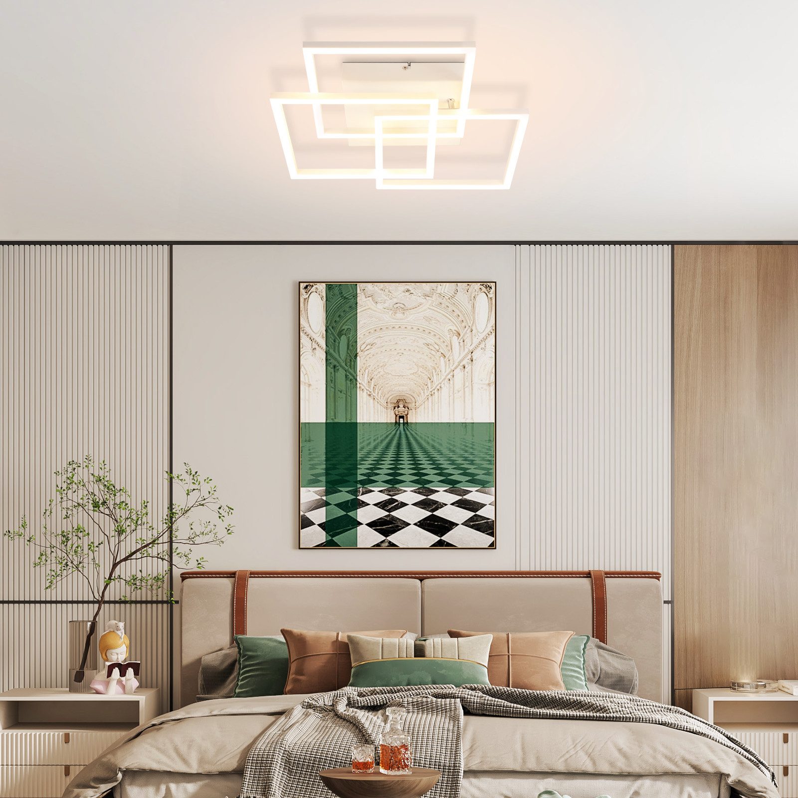 ZMH LED Deckenleuchte Wohnzimmer Schwarz/Weiß 3000-6500K Modern Deckenlampe Küche Büro, LED fest integriert, Warmweiß-Kaltweiß, weiß 36W Wohnzimmerlampe mit Fer – Bild 3 von 5