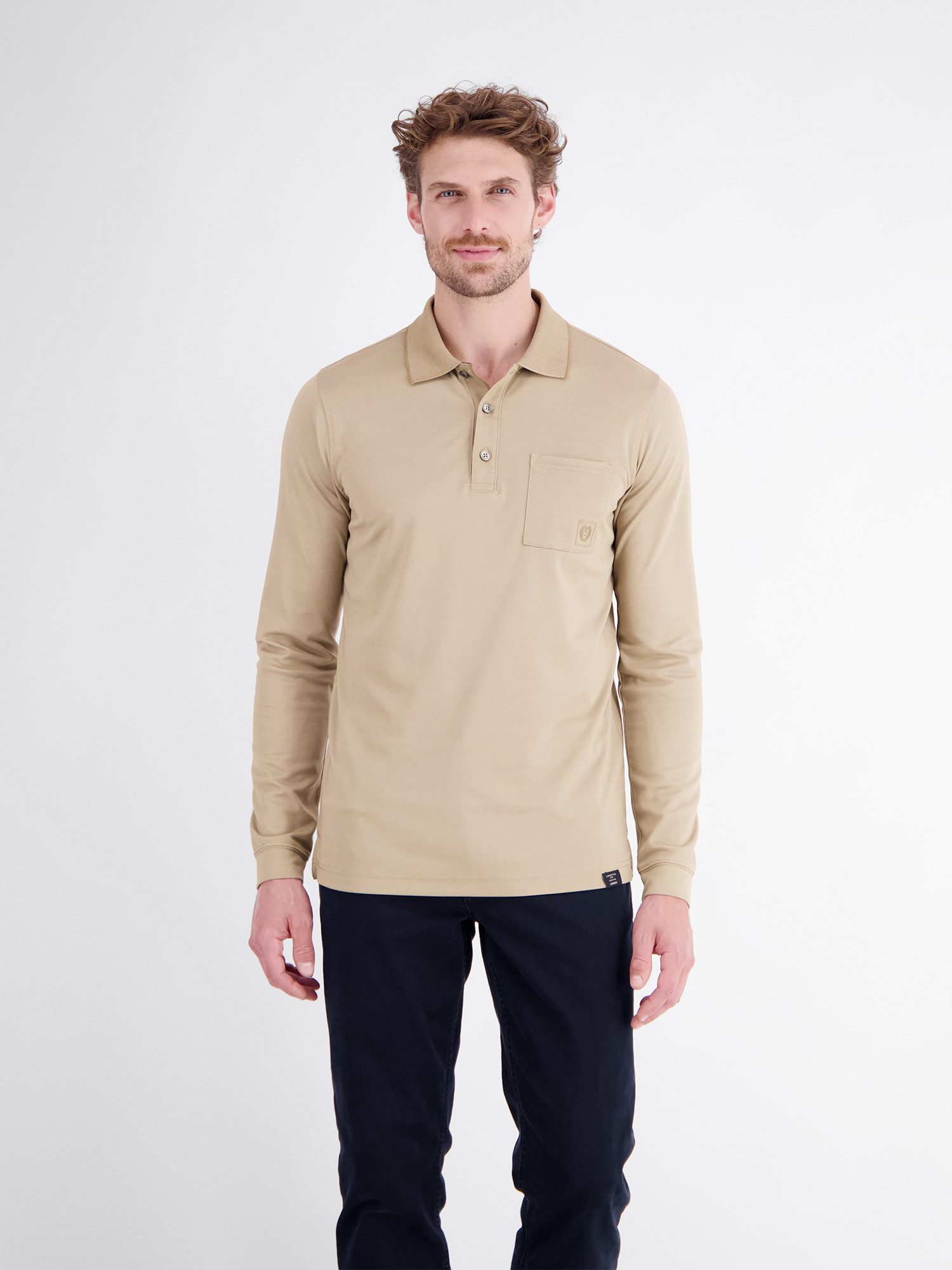 LERROS Langarm-Poloshirt Legeres Langarm-Polo aus Mischgewebe mit Brusttasche
