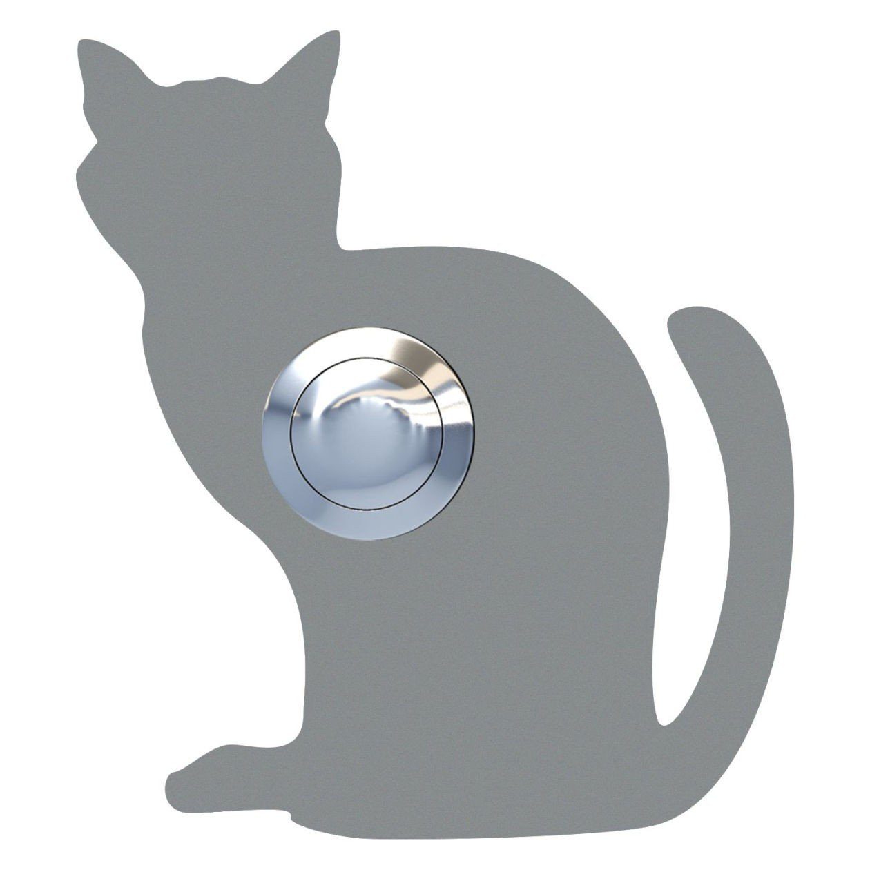 Bravios Briefkasten Klingeltaster Katze ''Luna'' Grau Metallic