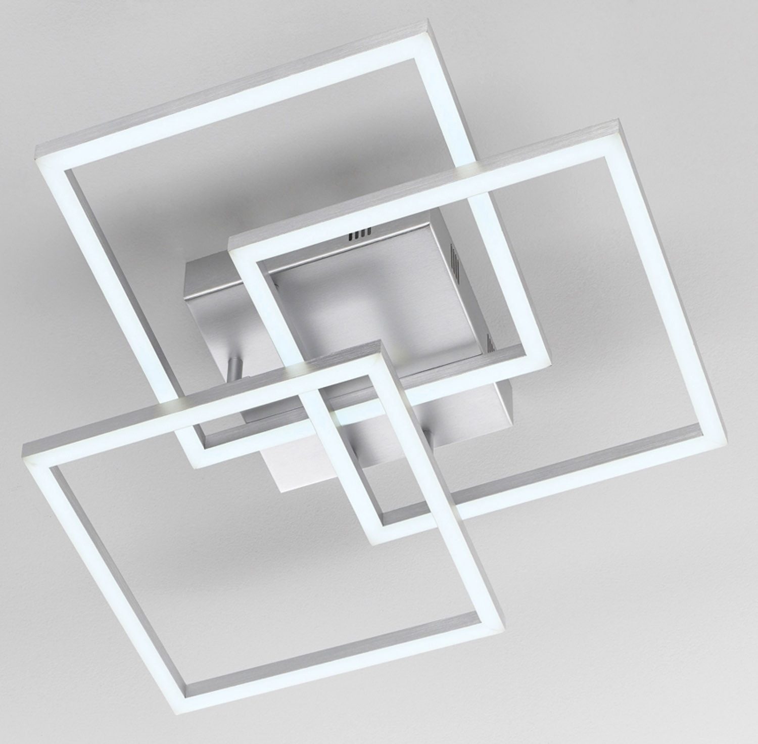 casa NOVA LED Deckenleuchte ANUBIS, 3-flammig, Aluminiumfarben, Weiß, Metall, Anpassung der Farbtemperatur, Dimmfunktion, Smart Home, LED fest integriert, Extra-Warmweiß, Neutralweiß, Tageslichtweiß, Acryl, B 52 x T 52 cm