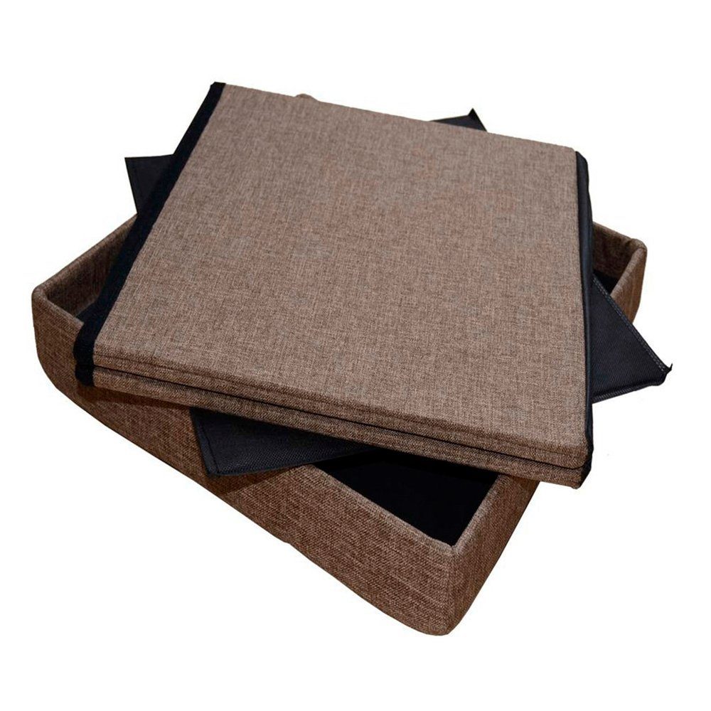 style home Sitzhocker mit Stauraum faltbare Sitzwürfel (Sitztruhe aus Leinen, 38 * 38 * 38 cm Brown), gepolstert Sitzbank Fußhocker für Wohnzimmer Schlafzimmer – Bild 4 von 5