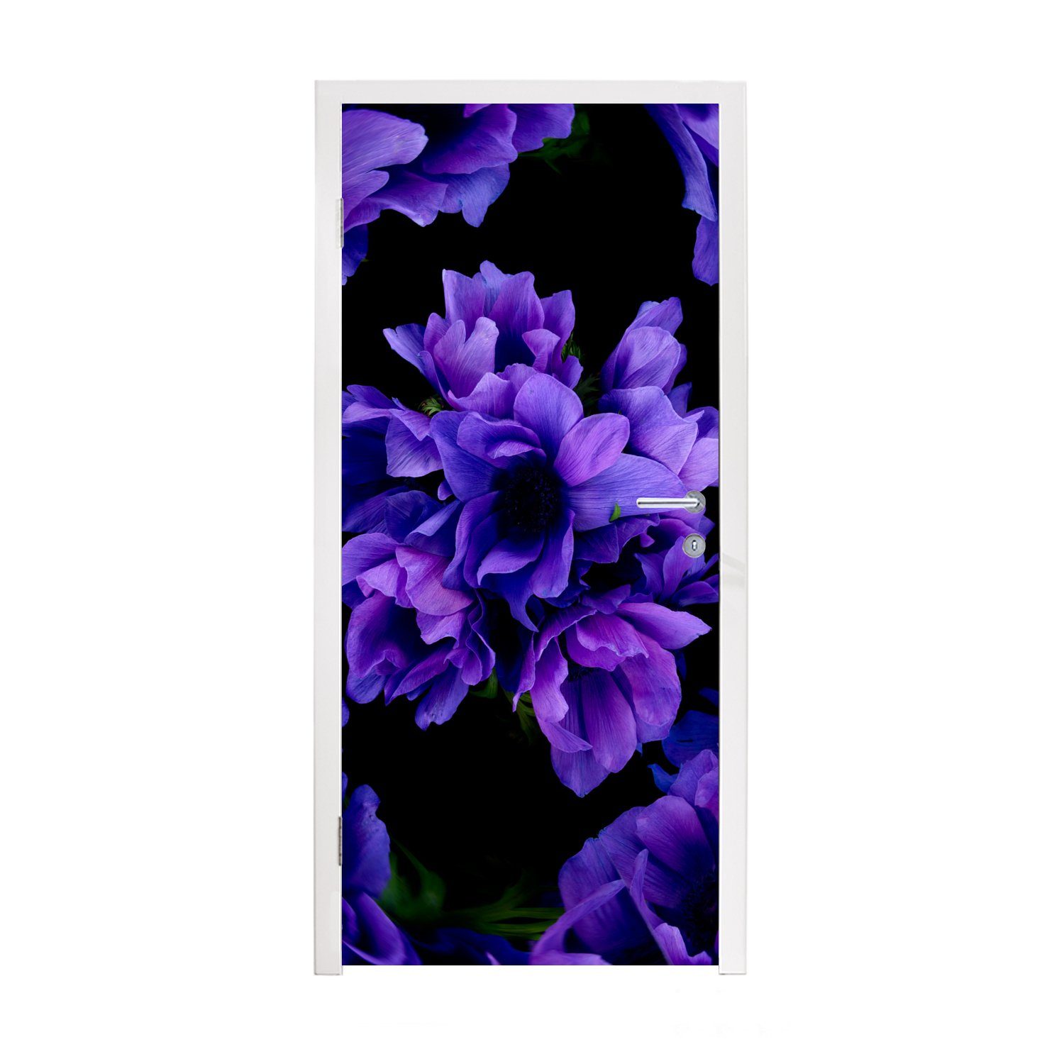 MuchoWow Türtapete Muster - Blumen - Lila, Matt, bedruckt, (1 St), Fototapete für Tür, Türaufkleber, 75x205 cm