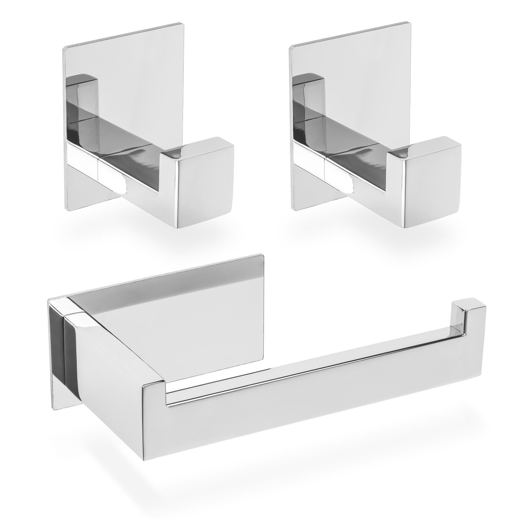 ECENCE Toilettenpapierhalter 1x Toilettenpapierhalter + 2x Handtuchhaken Ch günstig online kaufen